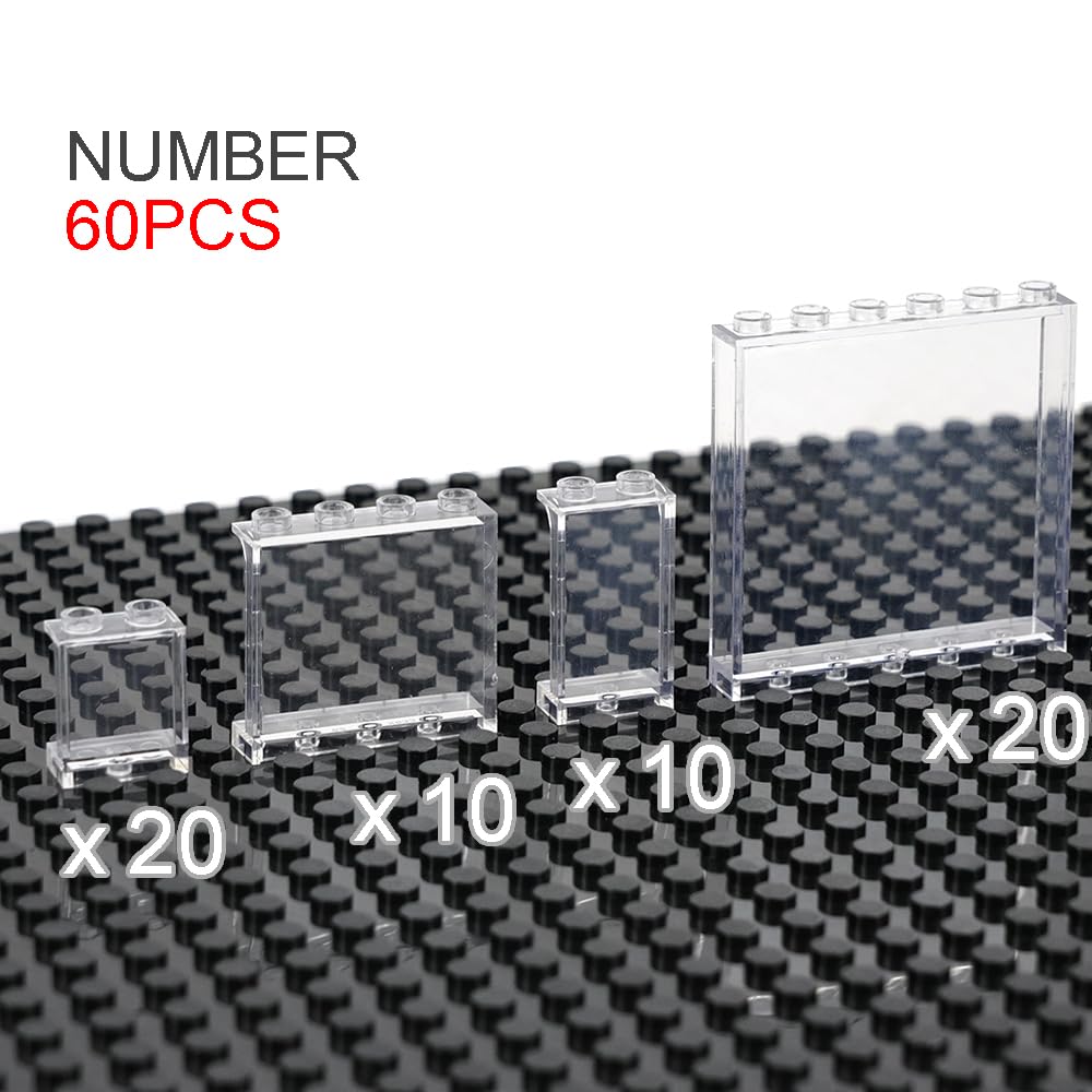 Pasacho Clear Transparent Bricks 60-Piece Building Set — Window & Glass Panel Accessories
