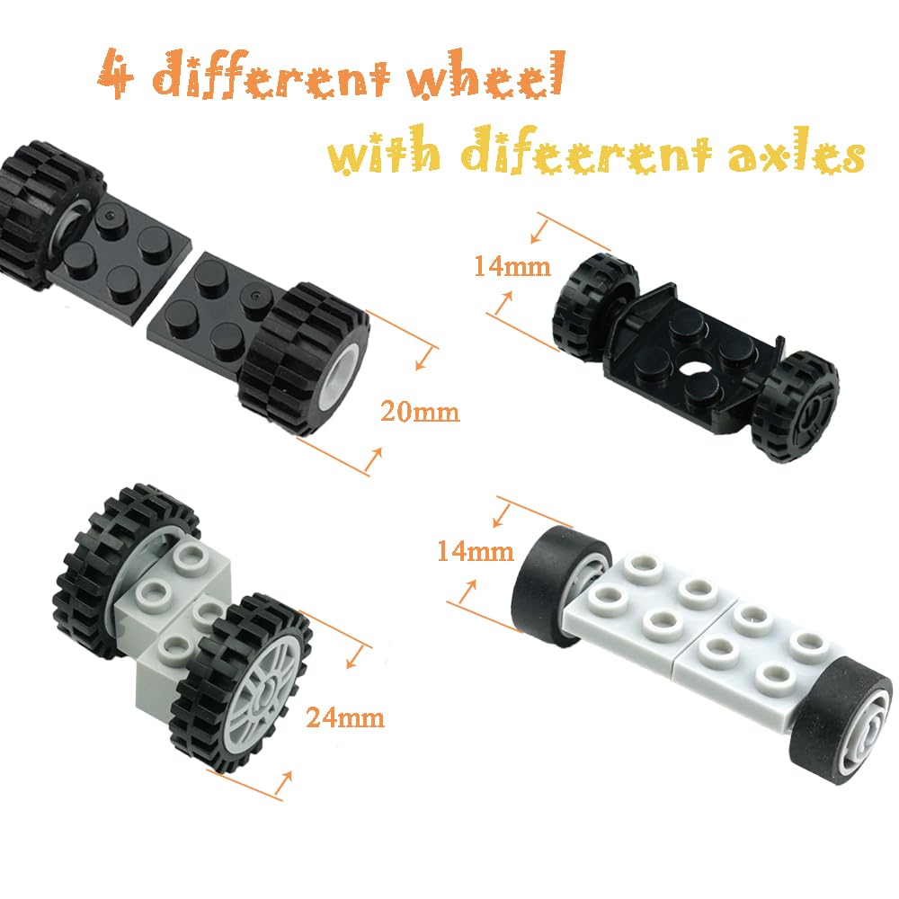Pasacho Wheels & Axles Set for Brick Cars | Compatible with Major Brand Car Parts
