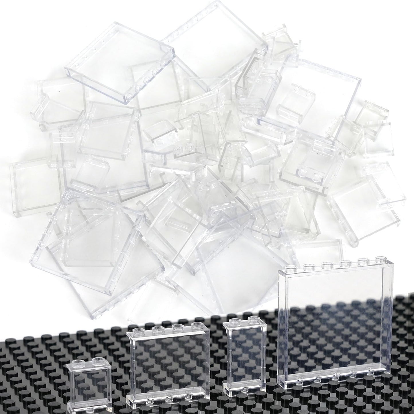Pasacho Clear Transparent Bricks 60-Piece Building Set — Window & Glass Panel Accessories