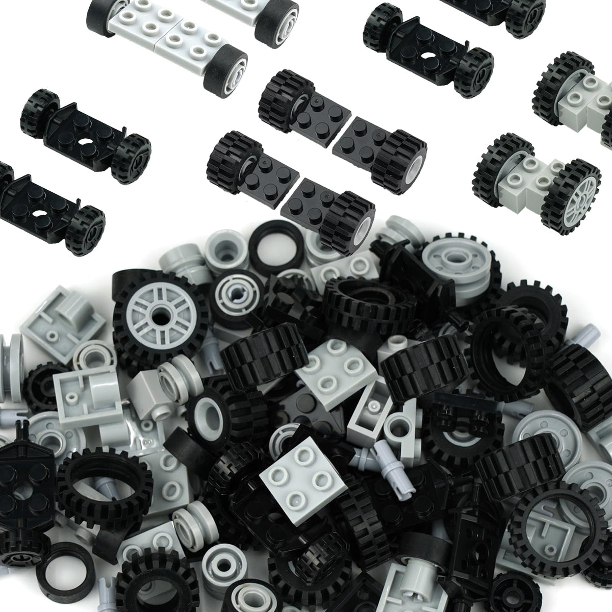 Pasacho Wheels & Axles Set for Brick Cars | Compatible with Major Brand Car Parts
