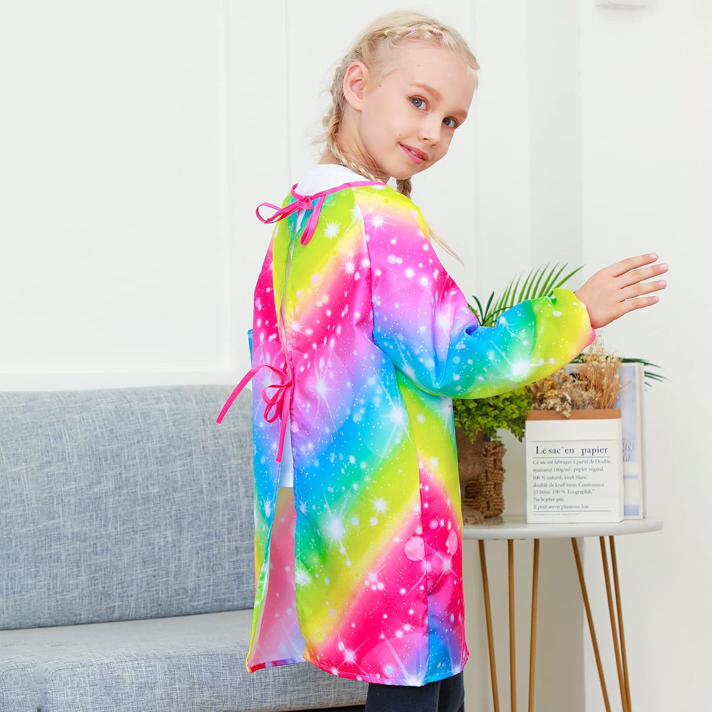 PASHOP Kids Art Smock Unicorn Waterproof Painting Apron for 3-12 Years