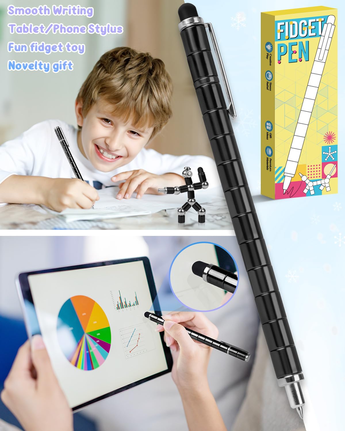 PASTACO Magnetic Fidget Pen – Stocking Stuffers for Teens & Adults | Fun Desk Gadget