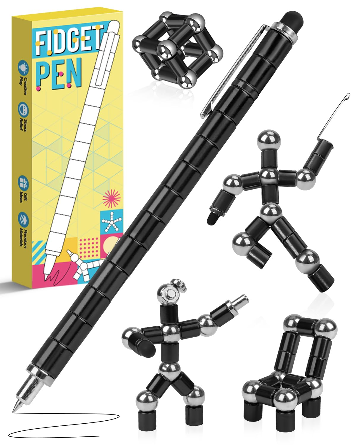 PASTACO Magnetic Fidget Pen – Stocking Stuffers for Teens & Adults | Fun Desk Gadget