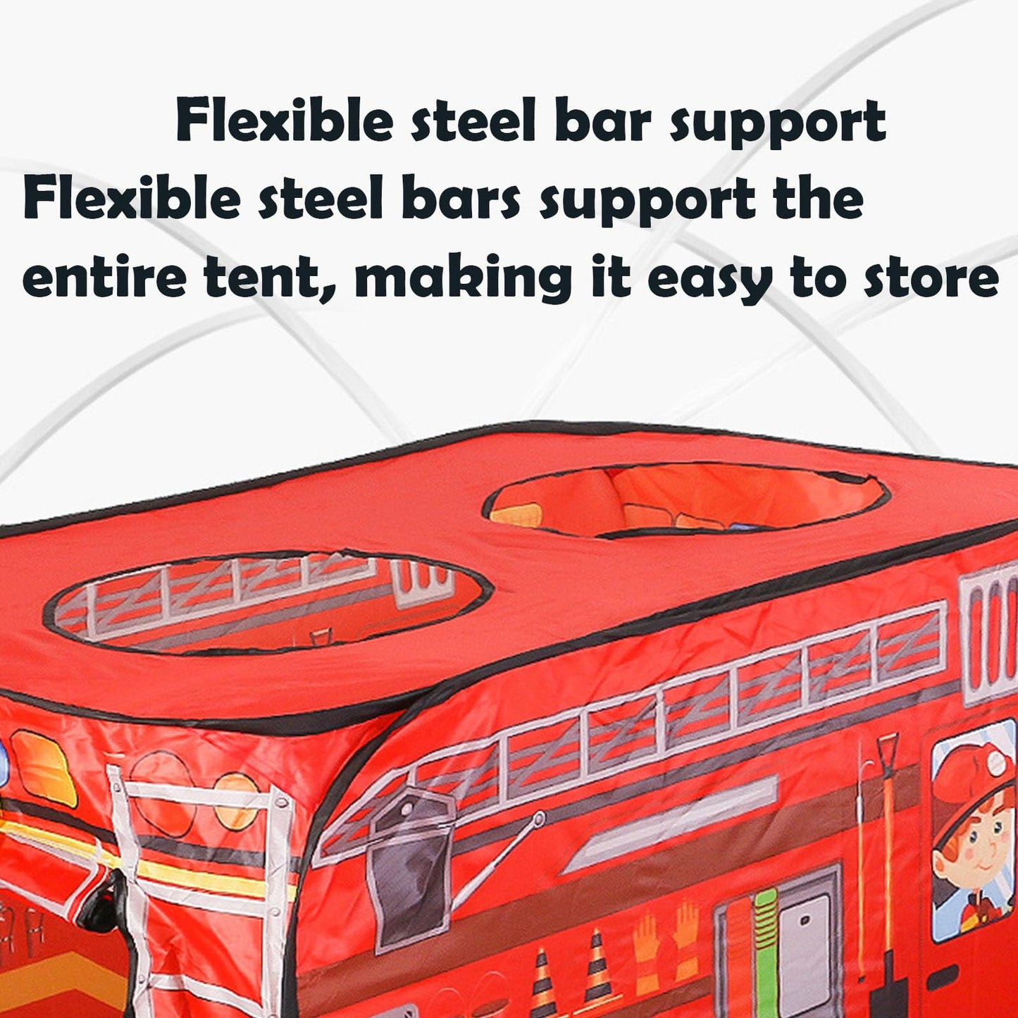 PASUXI Pop Up Fire Truck Tent for Kids | Quick-Set Playhouse 3+