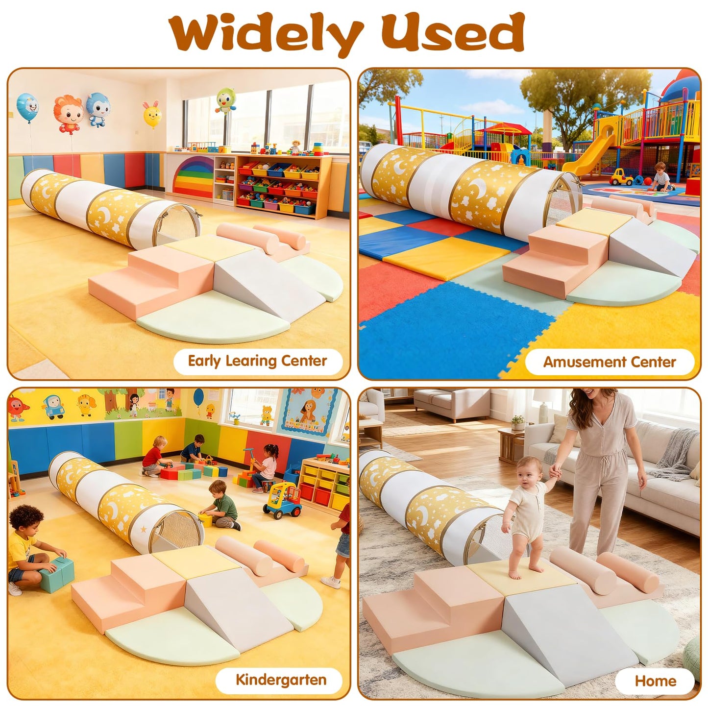 PATAZOK Climbing Toys for Toddlers – 9-Piece Soft Foam Set with Crawl-Through Tunnel | Indoor Foam Play Gym