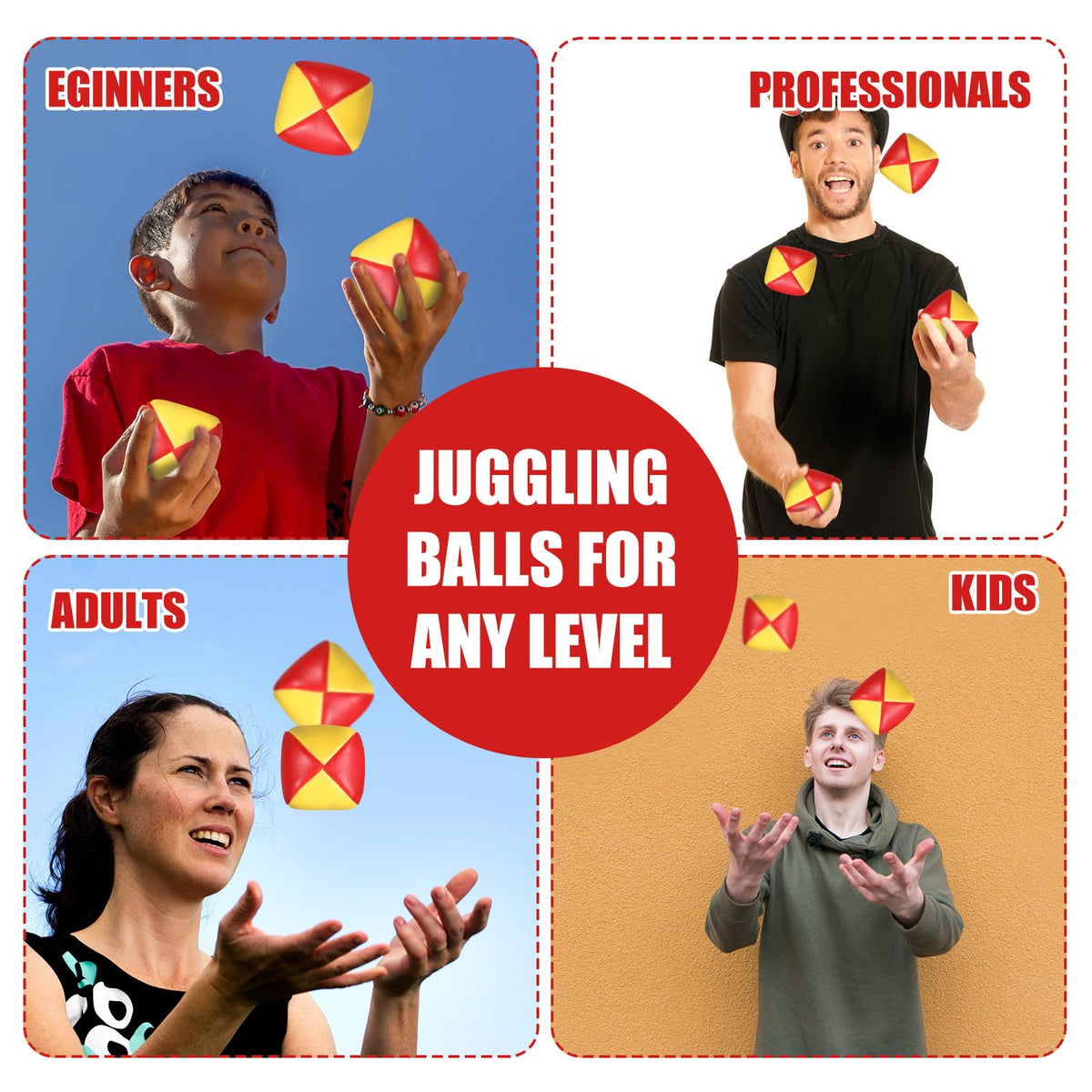 Patelai 6-Pack Juggling Balls for Beginners – Soft, Durable Practice Balls (Yellow/Orange)