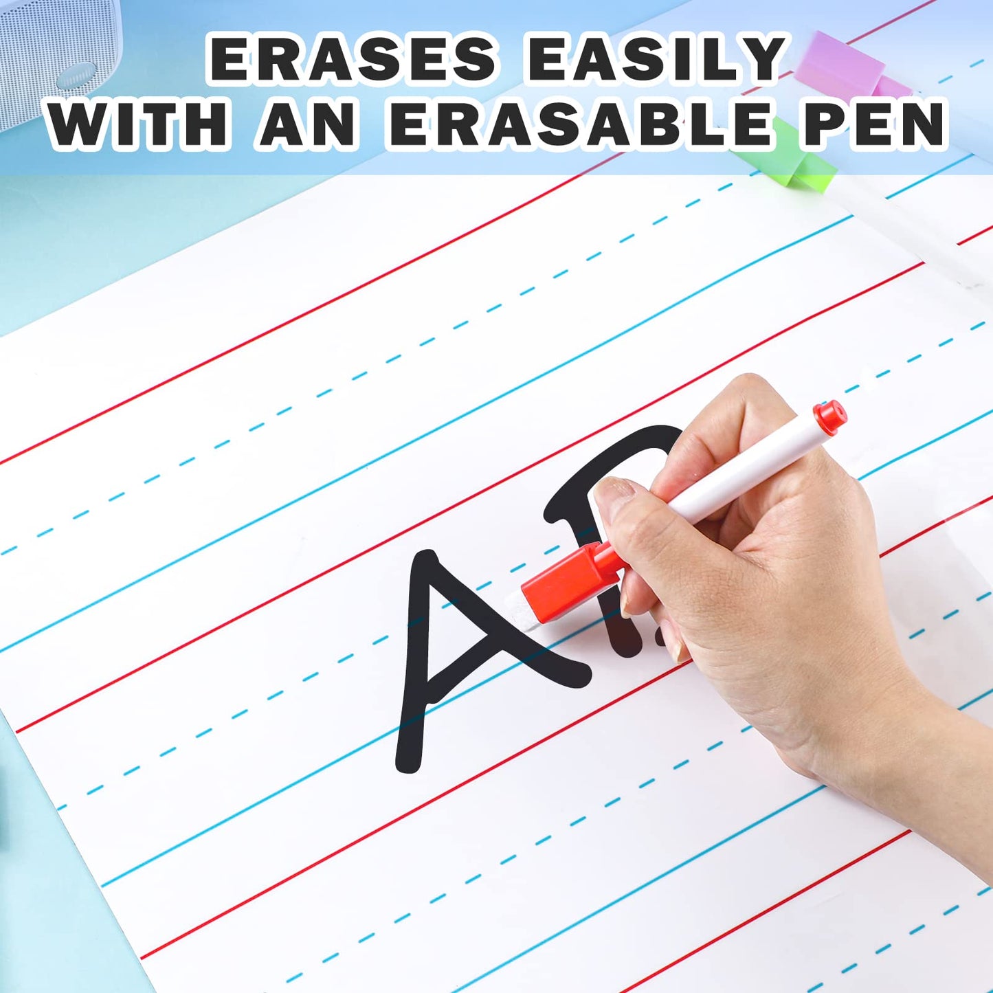 Patelai 2 Pcs Jumbo Magnetic Handwriting Paper 22 x 17 in – Large Dry Erase Sentence Strips