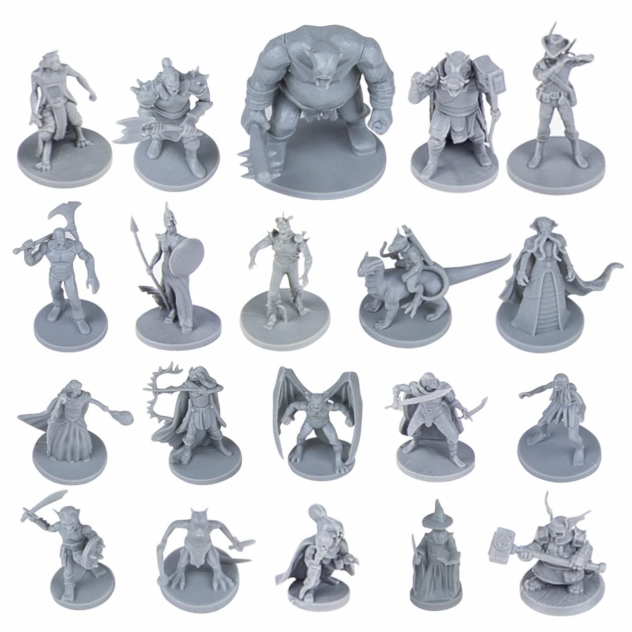 Path Gaming 20-Piece Unpainted Miniatures Set – 28mm Fantasy Figures for D&D & Pathfinder