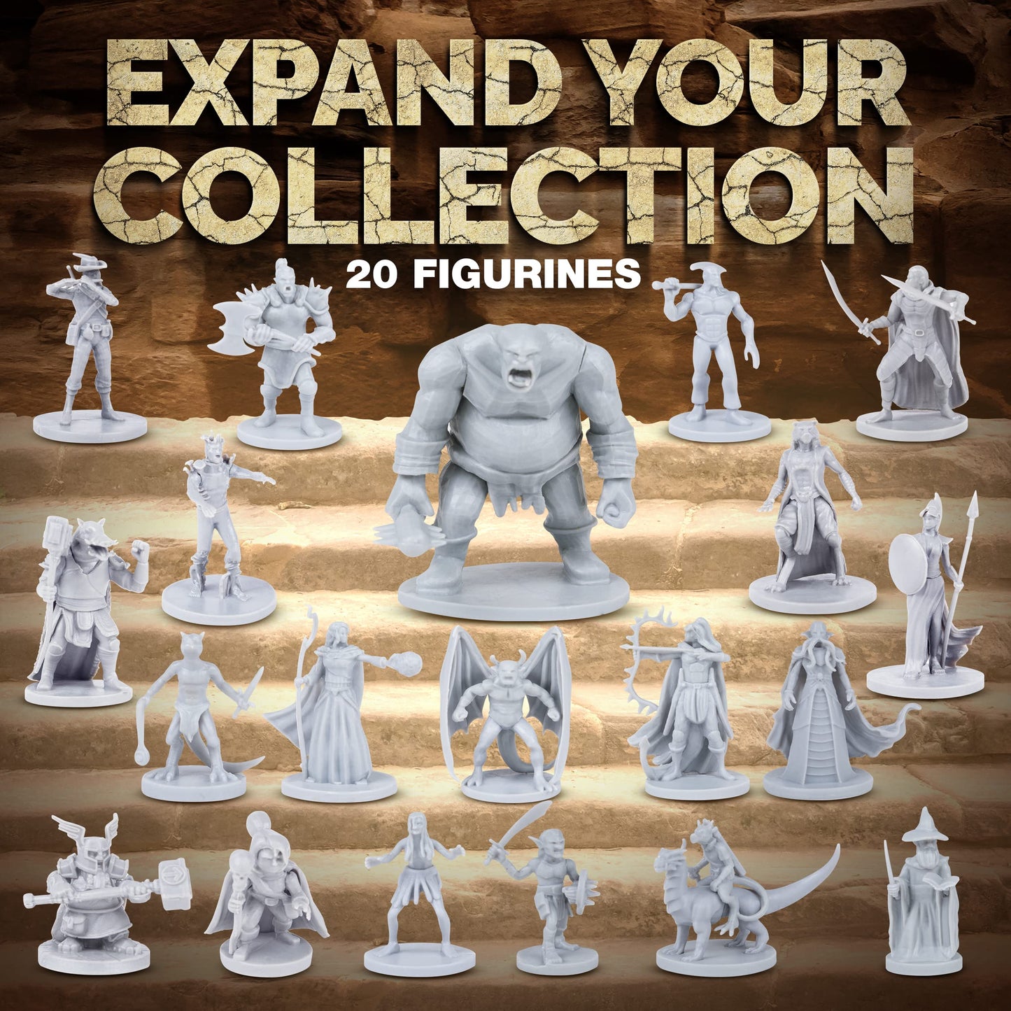 Path Gaming 20-Piece Unpainted Miniatures Set – 28mm Fantasy Figures for D&D & Pathfinder
