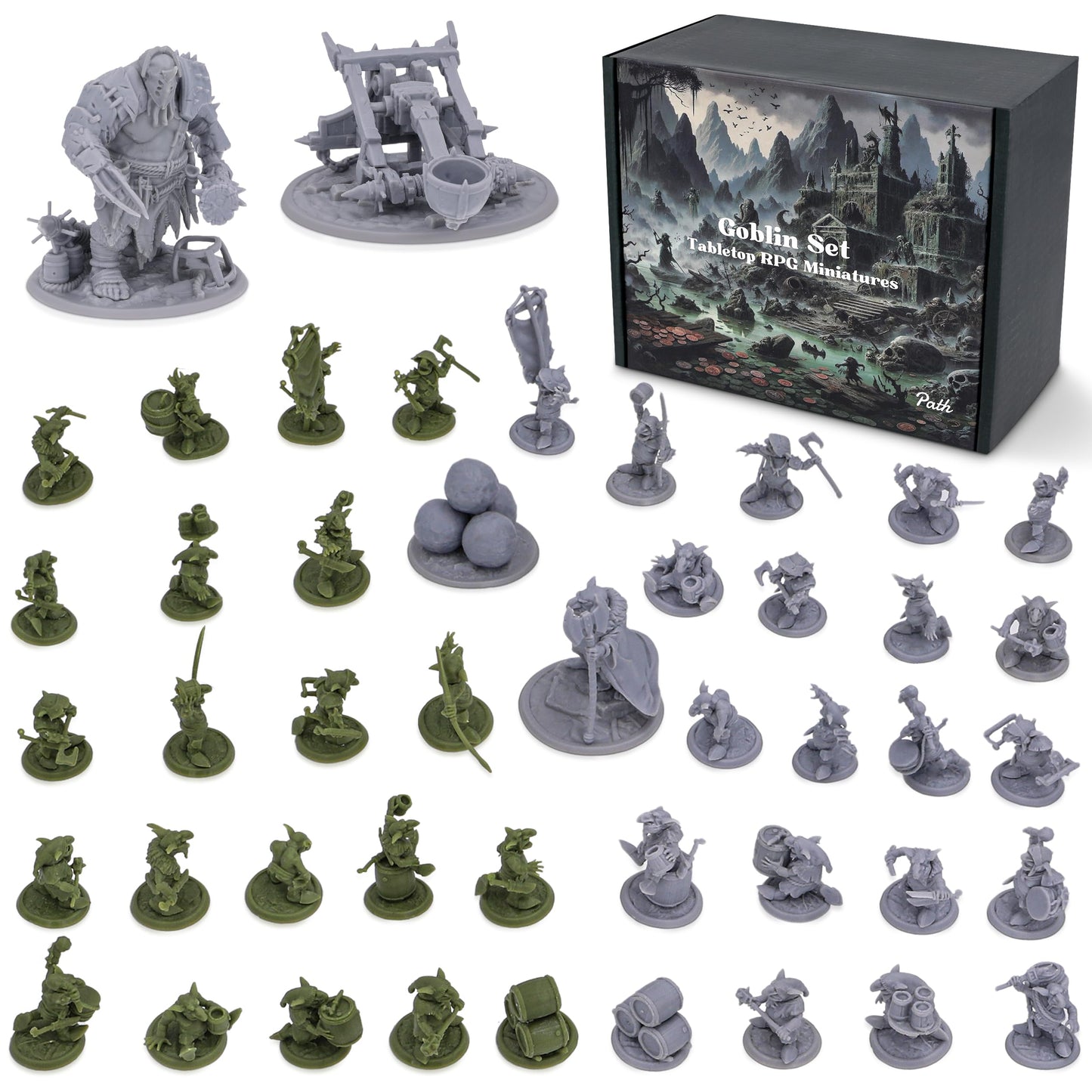 Path Gaming Fantasy Goblins Set – 46 Unpainted 28mm DND Miniatures for D&D & RPGs