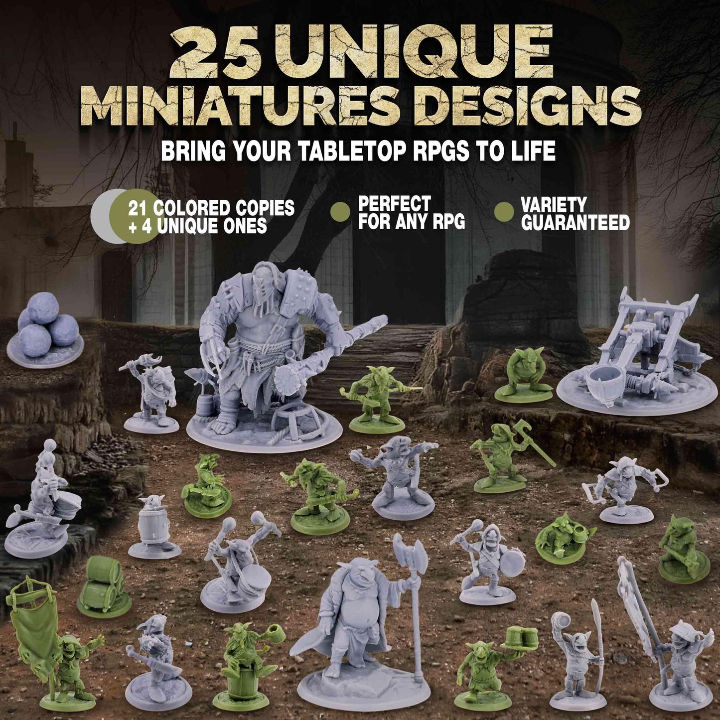 Path Gaming Fantasy Goblins Set – 46 Unpainted 28mm DND Miniatures for D&D & RPGs