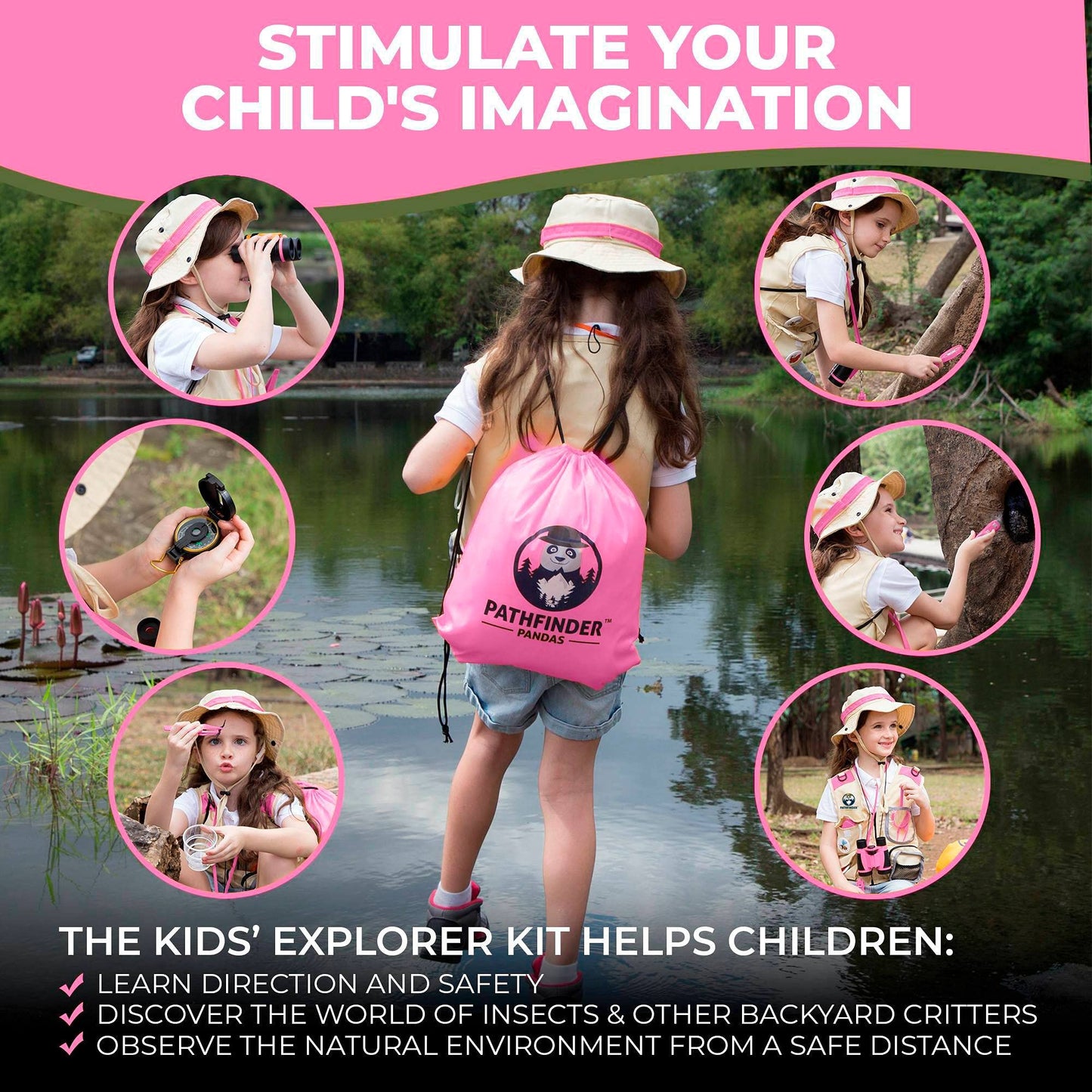 Pathfinder Pandas Kids Explorer Kit – Safari Vest & Hat for Ages 3–7