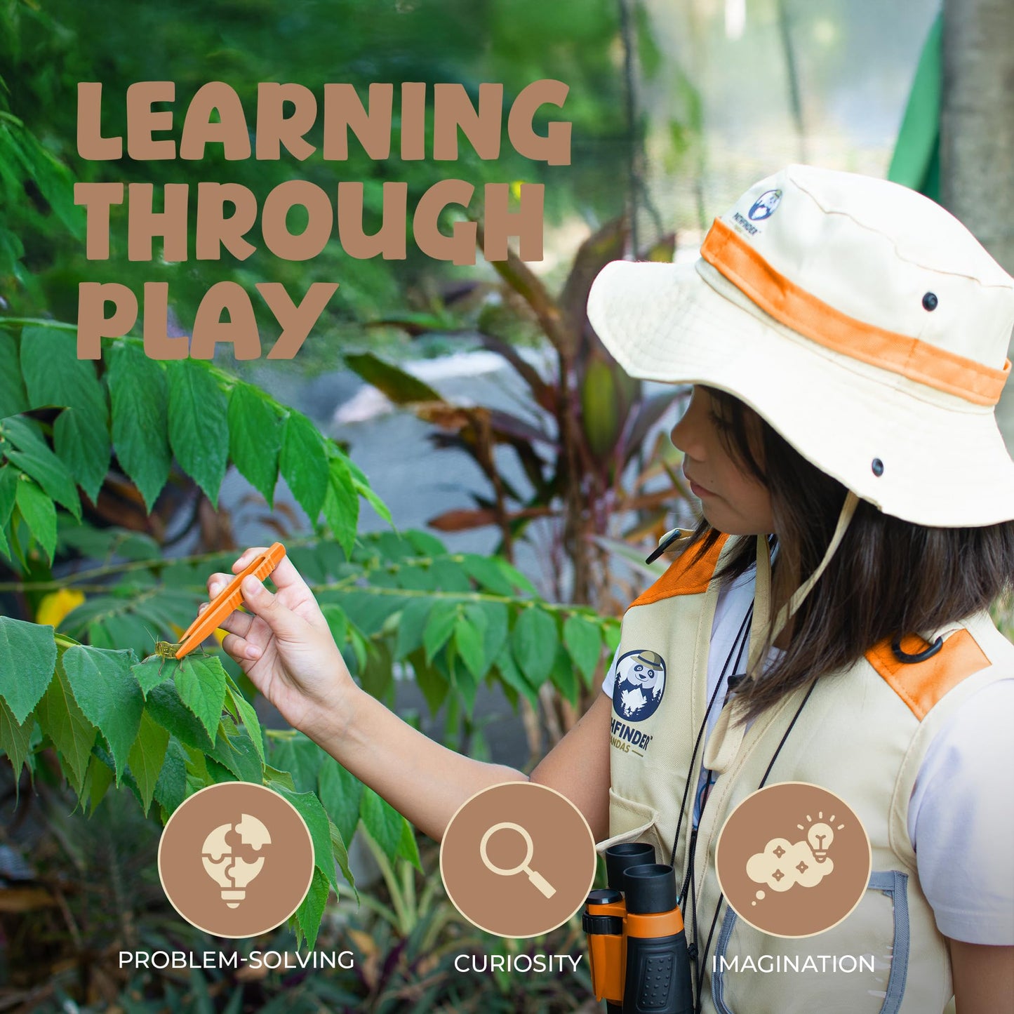 PATHFINDER PANDAS Kids Explorer Kit – Safari Vest & Hat, Bug Catching Kit, Adventure Guide for 3–7 Year Olds