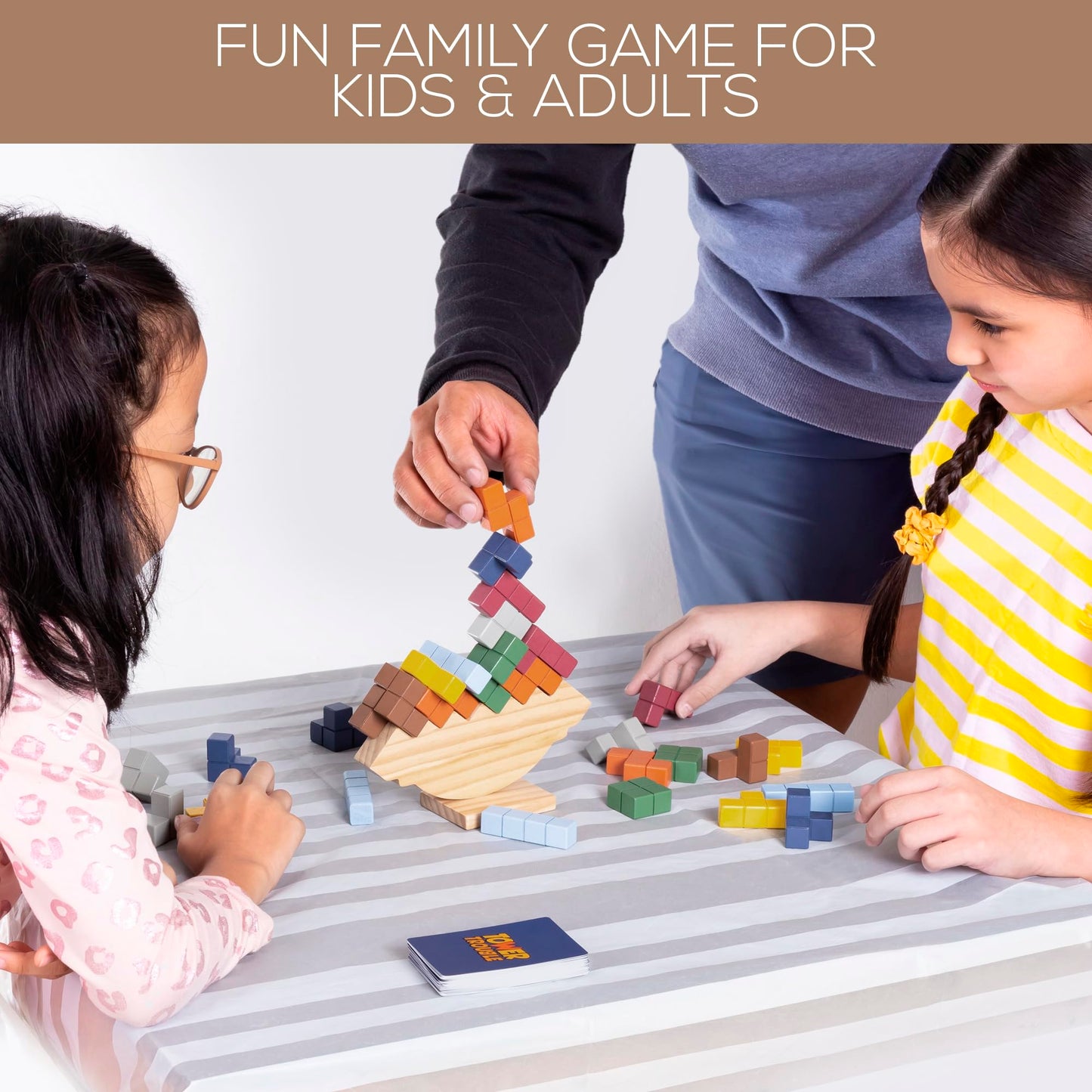 PATHFINDER PANDAS Tower Stack Game – 32-Piece Wooden Balance Game for Kids & Adults