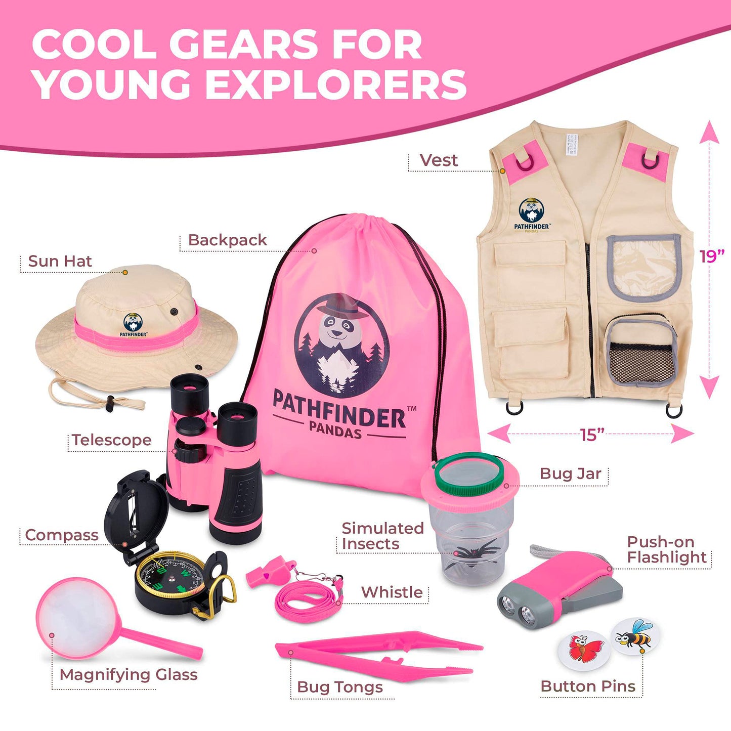 Pathfinder Pandas Kids Explorer Kit – Safari Vest & Hat for Ages 3–7