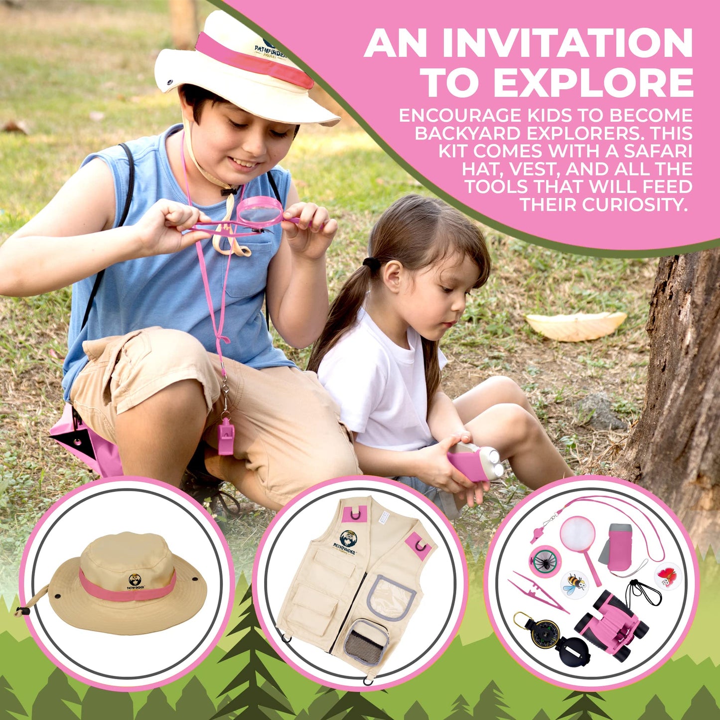 Pathfinder Pandas Kids Explorer Kit – Safari Vest & Hat for Ages 3–7