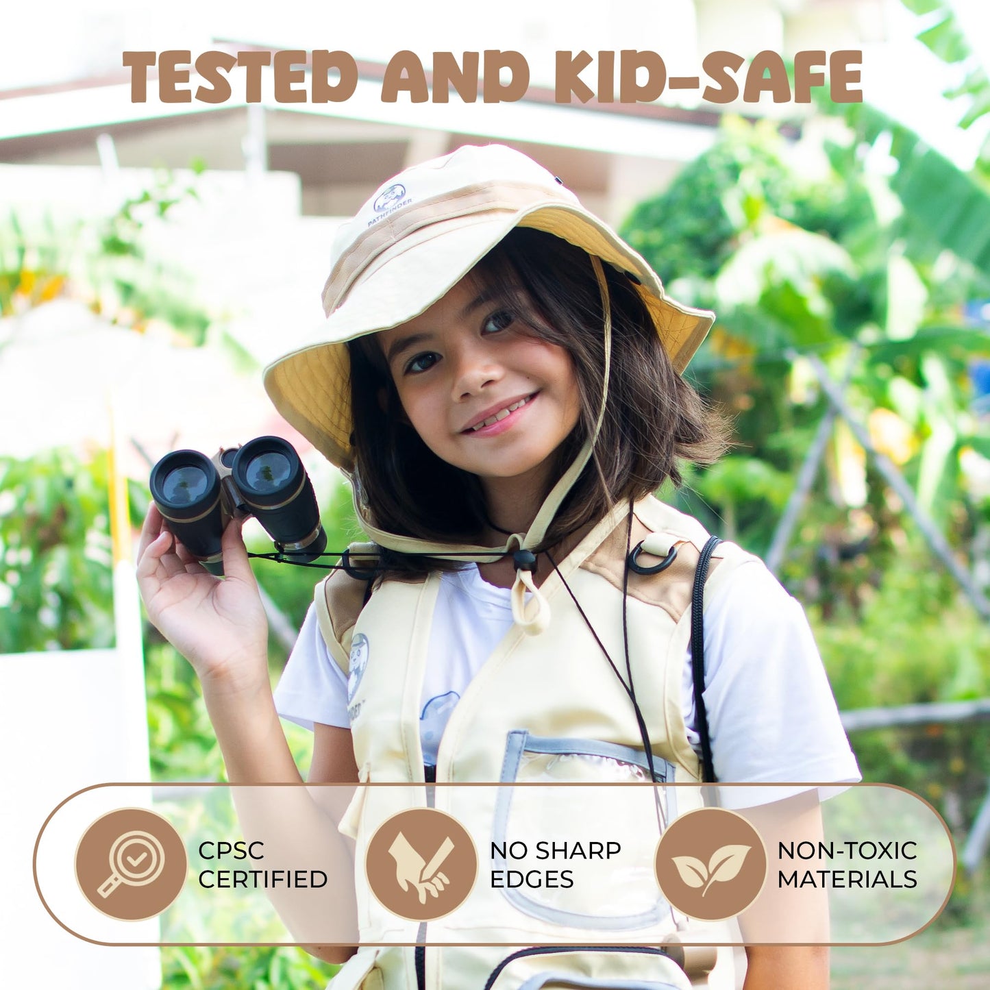 PATHFINDER PANDAS Kids Explorer Kit – Safari Vest & Hat, Bug Catcher Set (Ages 3-7)