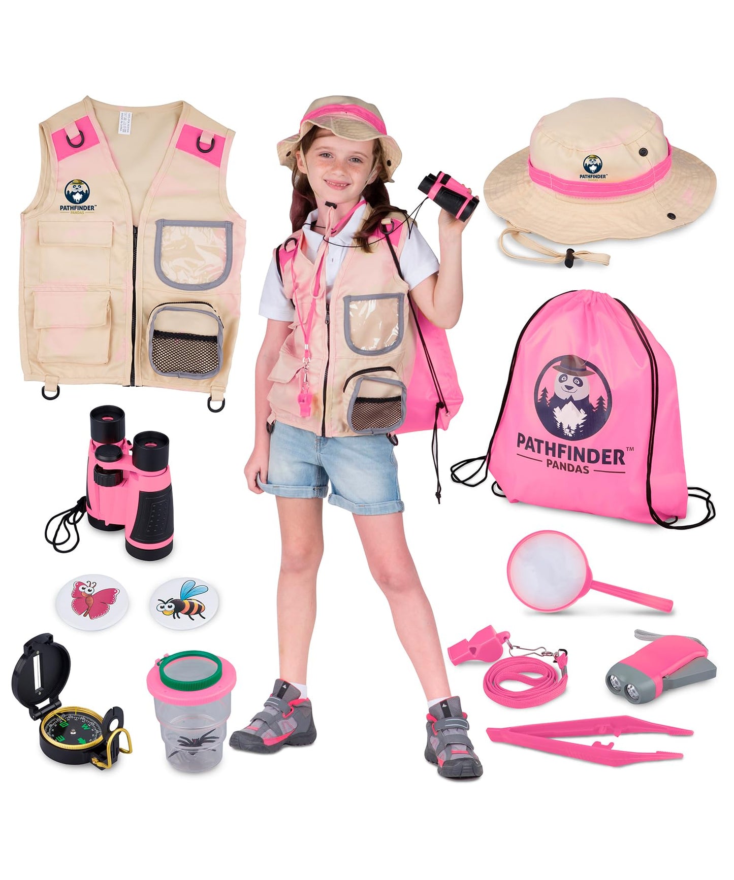 Pathfinder Pandas Kids Explorer Kit – Safari Vest & Hat for Ages 3–7