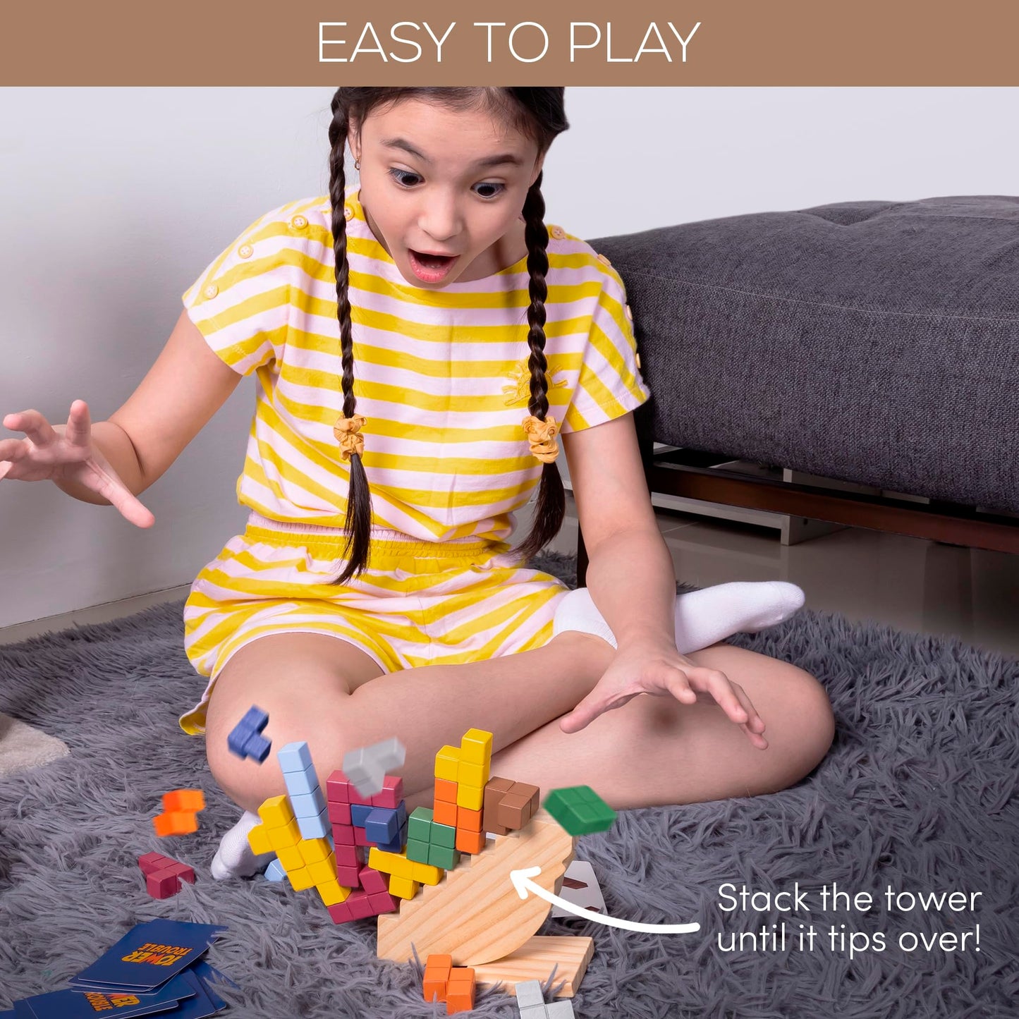PATHFINDER PANDAS Tower Stack Game – 32-Piece Wooden Balance Game for Kids & Adults