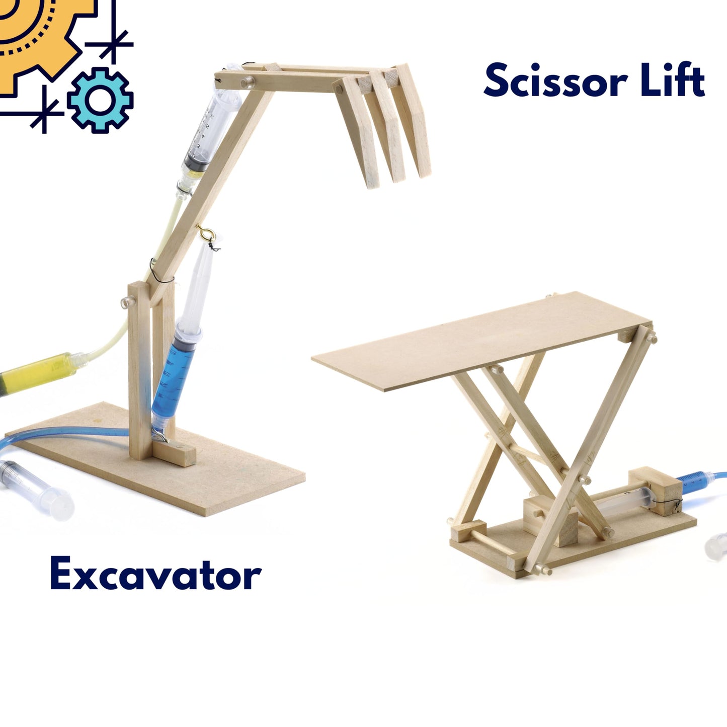 Pathfinders Hydraulics 4-in-1 STEM Kit – Build Scissor Lift, Crane, Excavator Arm, Platform Lifter | Wooden Educational Toy for Ages 8+