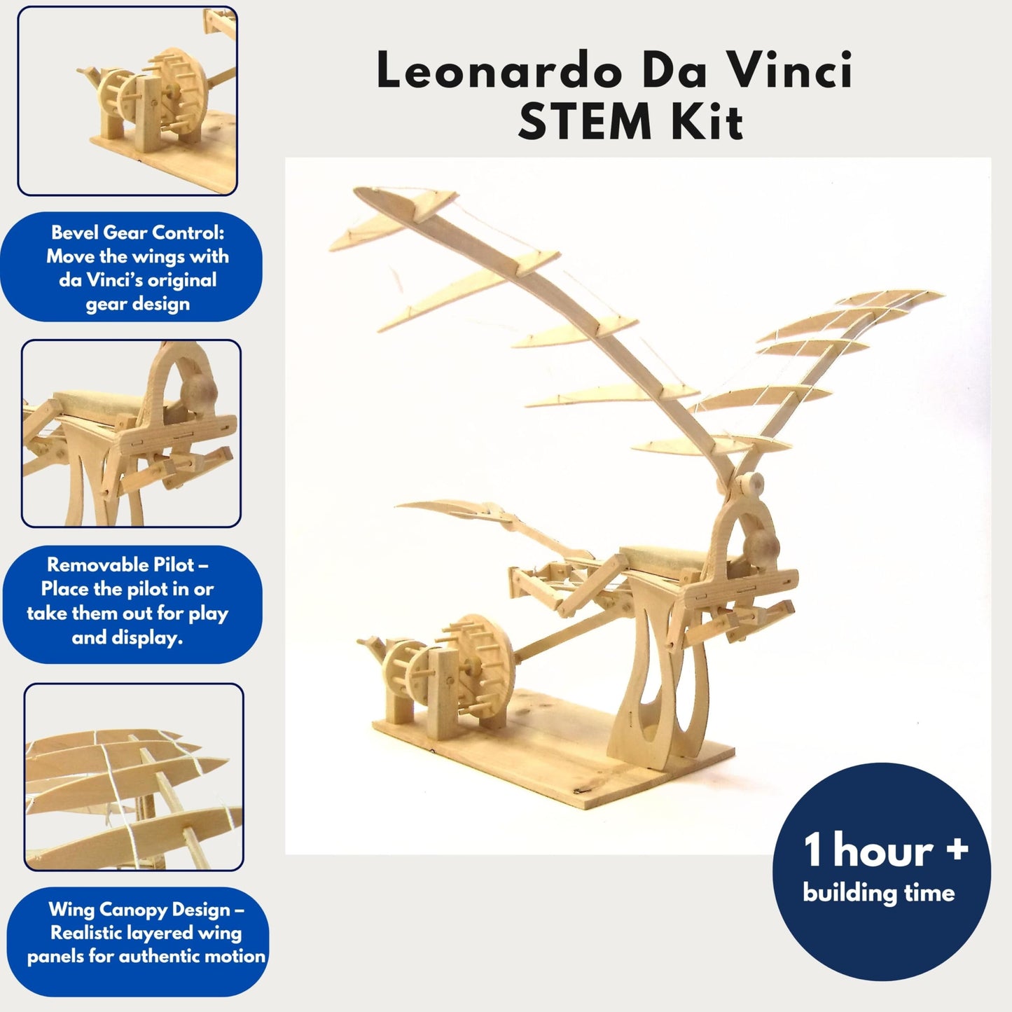 Pathfinders STEM Kit: Leonardo da Vinci Ornithopter – 3D Puzzle & Wooden Flying Model for Kids 9+
