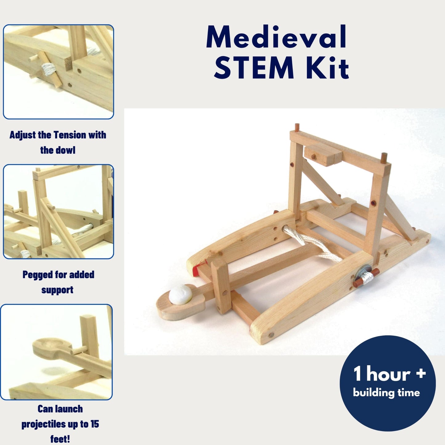Pathfinders Medieval Catapult STEM Kit | Wooden Catapult Model