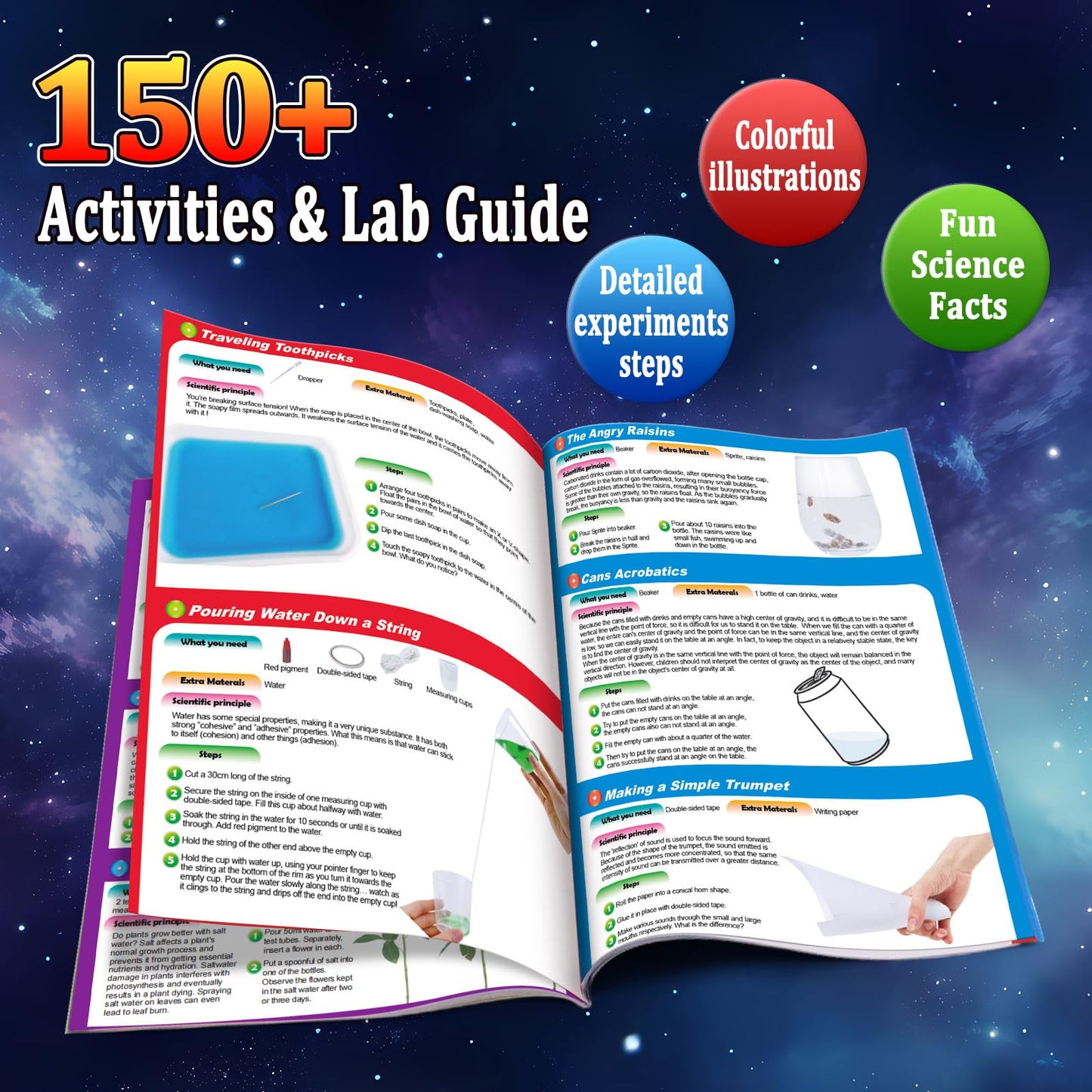 PATIFEED 150 Experiments Science Kit for Kids — STEM Chemistry Set, Volcano & Geode Activities