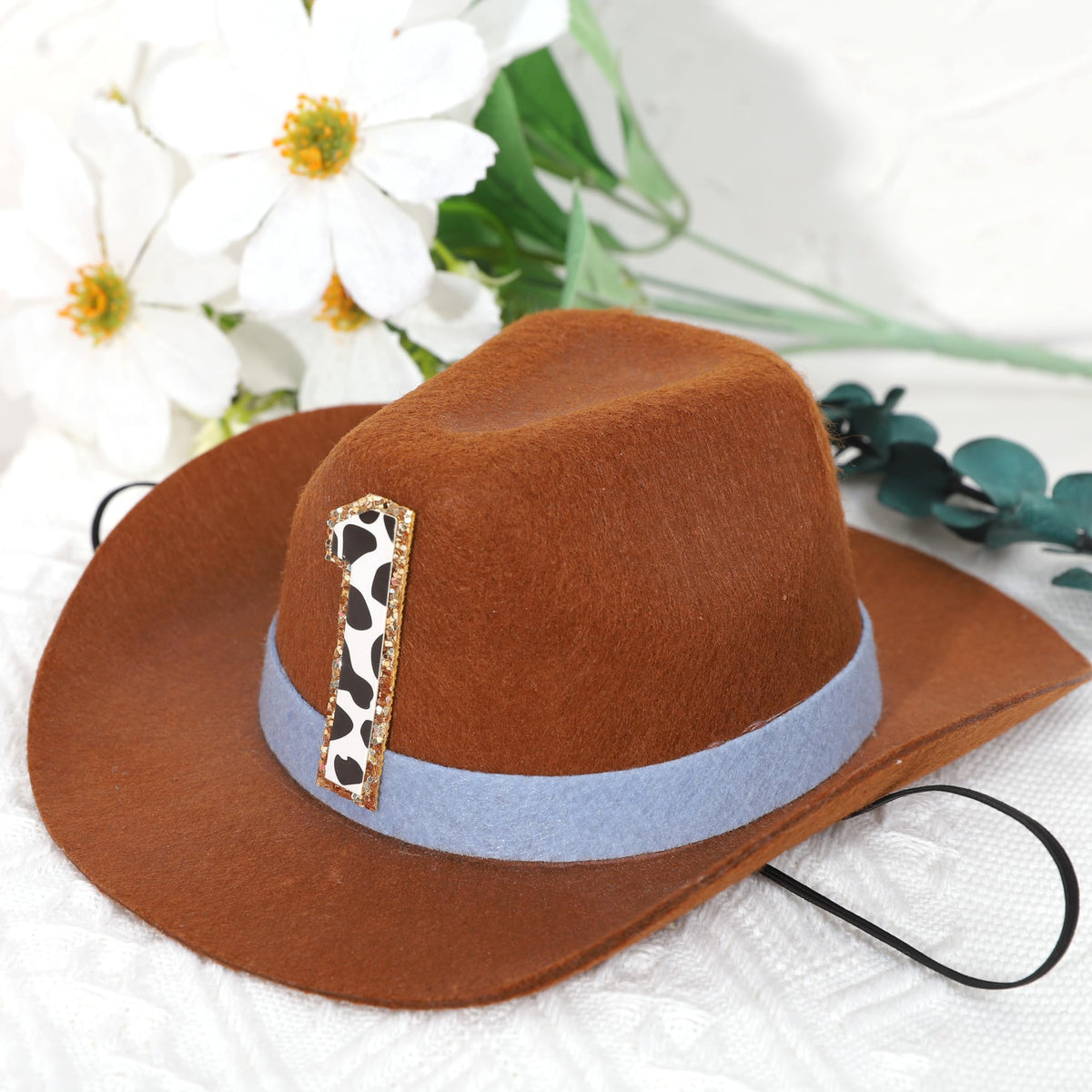 PATRDIO Cowboy 1st Birthday Hat – Western Style Photo Props & Party Decor (Blue)
