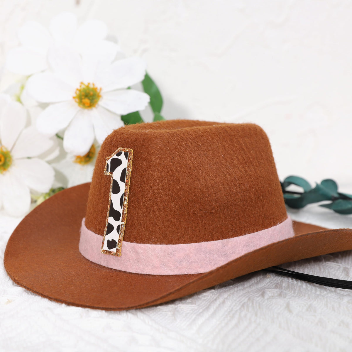 PATRDIO Cowboy First Birthday Hat - Pink Western Photo Prop for Baby