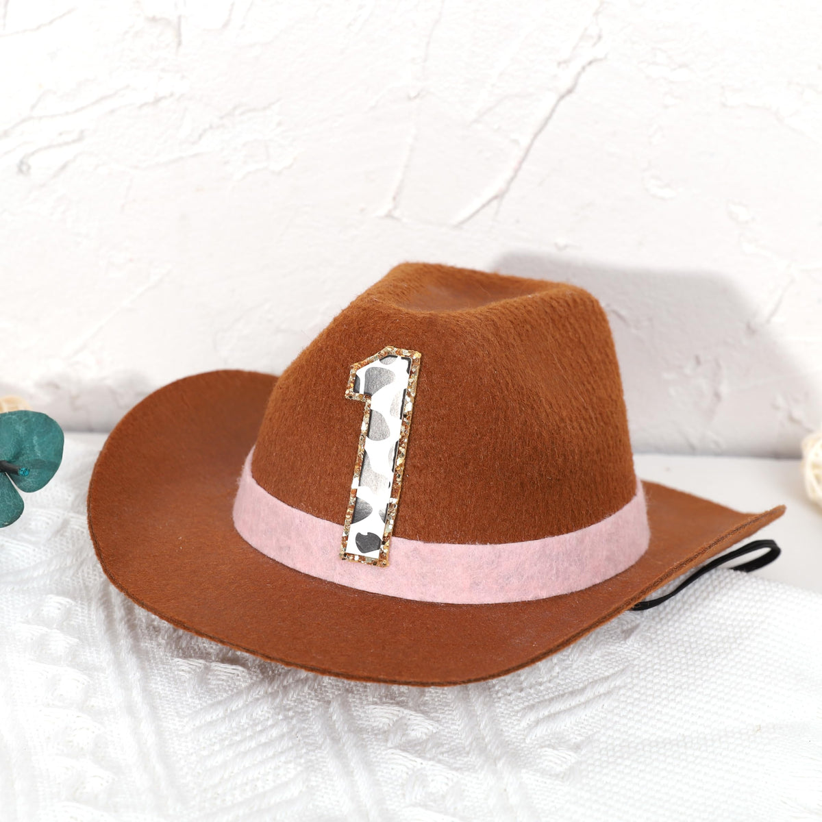 PATRDIO Cowboy First Birthday Hat - Pink Western Photo Prop for Baby