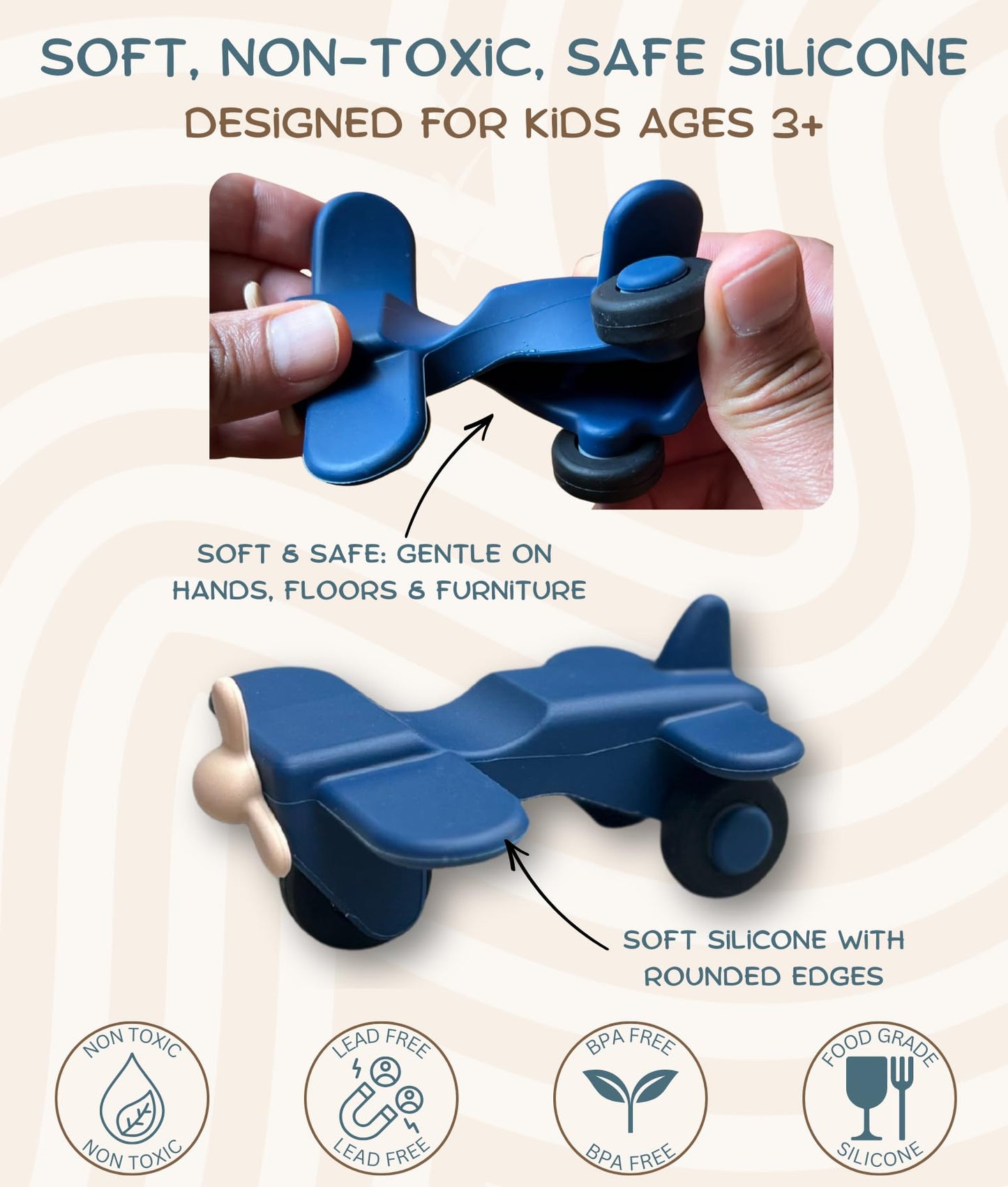 Pattern Frenzi Silicone Toy Cars for Kids 3+ | Soft, Safe, Quiet 5-Piece Set