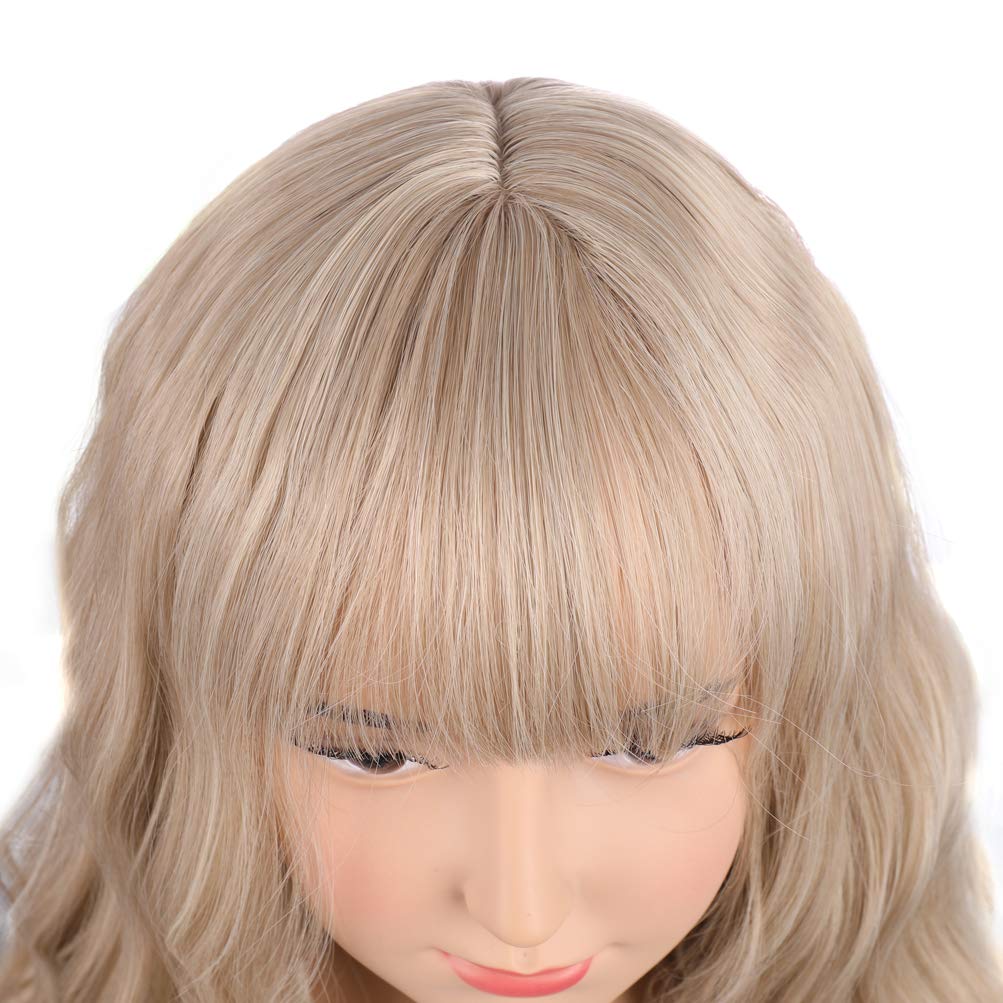 PATTNIUM Blonde Wig Short for Kids — Flaxen Blonde, Wavy with Bangs, Synthetic Costume