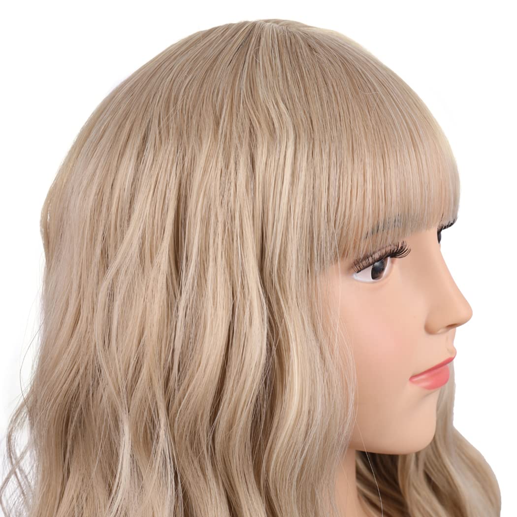PATTNIUM Blonde Wig Short for Kids — Flaxen Blonde, Wavy with Bangs, Synthetic Costume