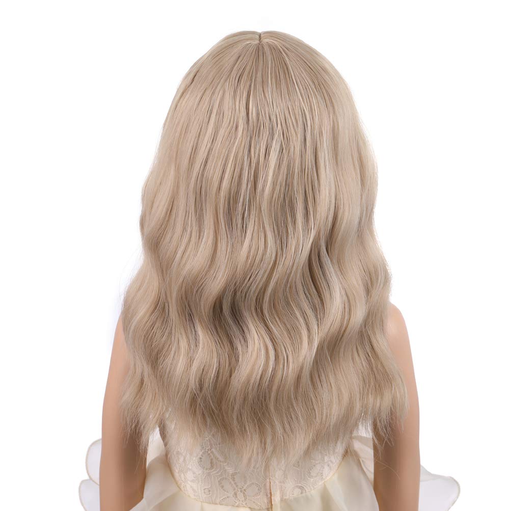 PATTNIUM Blonde Wig Short for Kids — Flaxen Blonde, Wavy with Bangs, Synthetic Costume