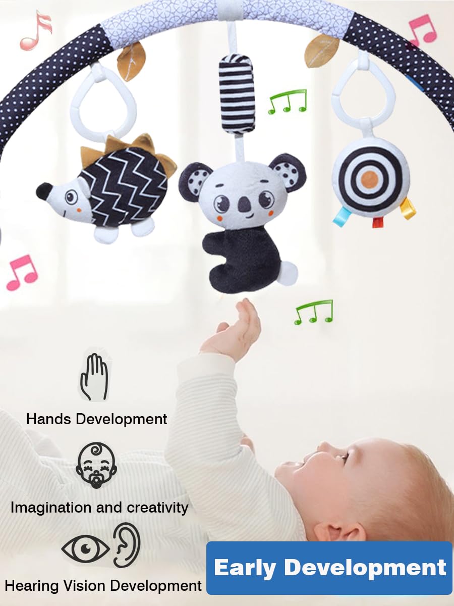 Pau1Hamilton Baby Stroller Arch Toys & Car Seat Toys – Koala Wind Chime, Detachable Hedgehog Squeaker