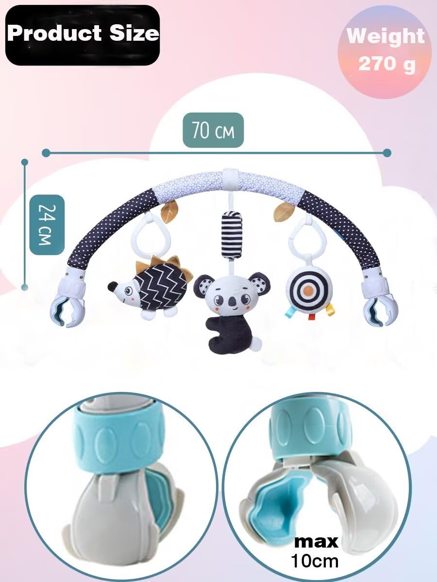 Pau1Hamilton Baby Stroller Arch Toys & Car Seat Toys – Koala Wind Chime, Detachable Hedgehog Squeaker