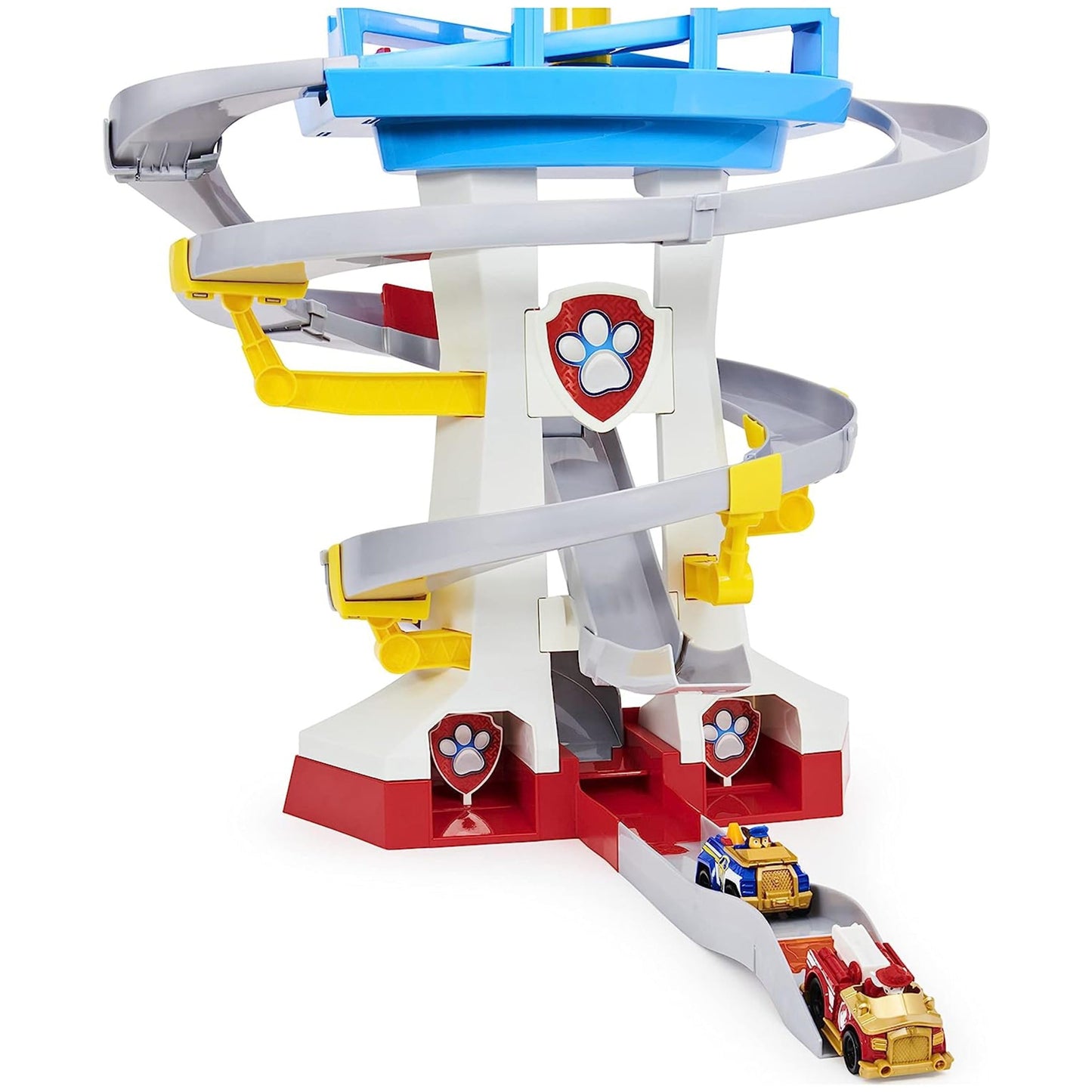 PAW Patrol Adventure Bay Lookout Tower Playset with 2 Exclusive True Metal Vehicles (Chase & Marshall) – Twin Track Rescue