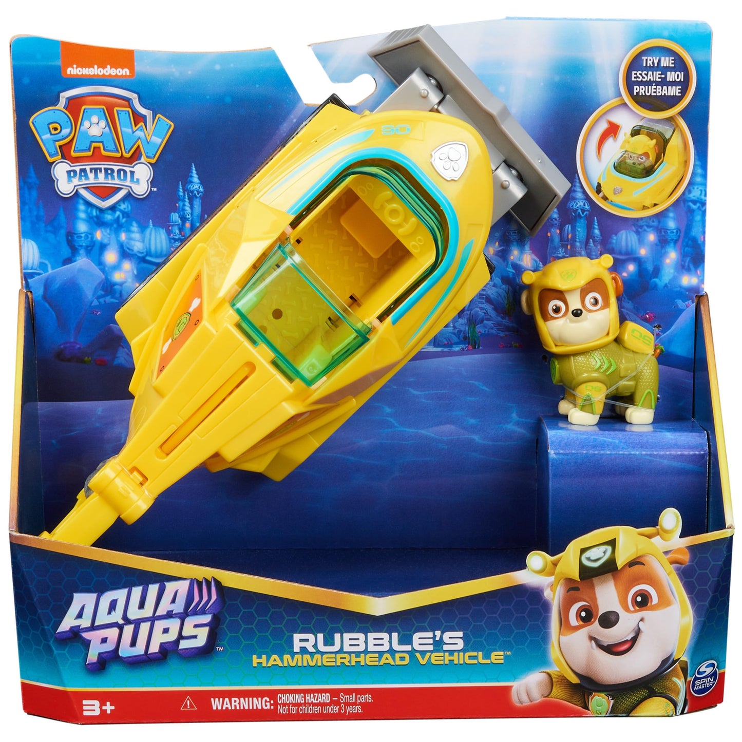 Paw Patrol Aqua Pups Rubble Transforming Hammerhead Shark Vehicle with Figure | Ages 3+