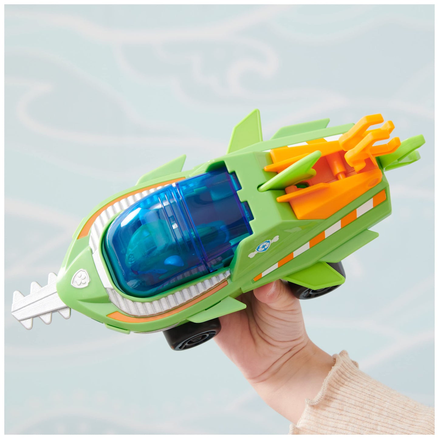 Paw Patrol Aqua Pups Rocky Transforming Sawfish Vehicle with Collectible Figure – Kids’ Rescue Toy