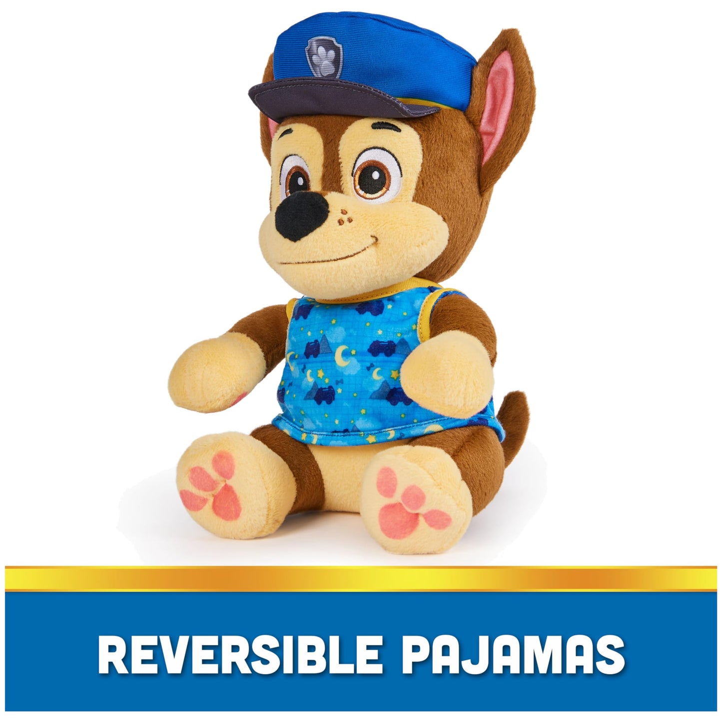 Paw Patrol Bedtime Plush Chase – 10-Inch Reversible Outfit Plush Toy for Kids 3+
