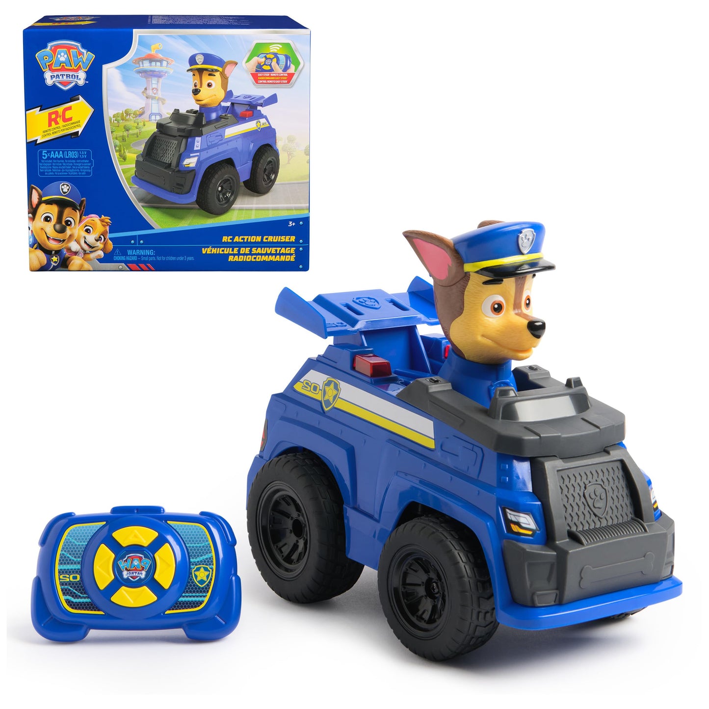 PAW Patrol Chase RC Action Cruiser | LED RC Car with Easy-Steer Controller