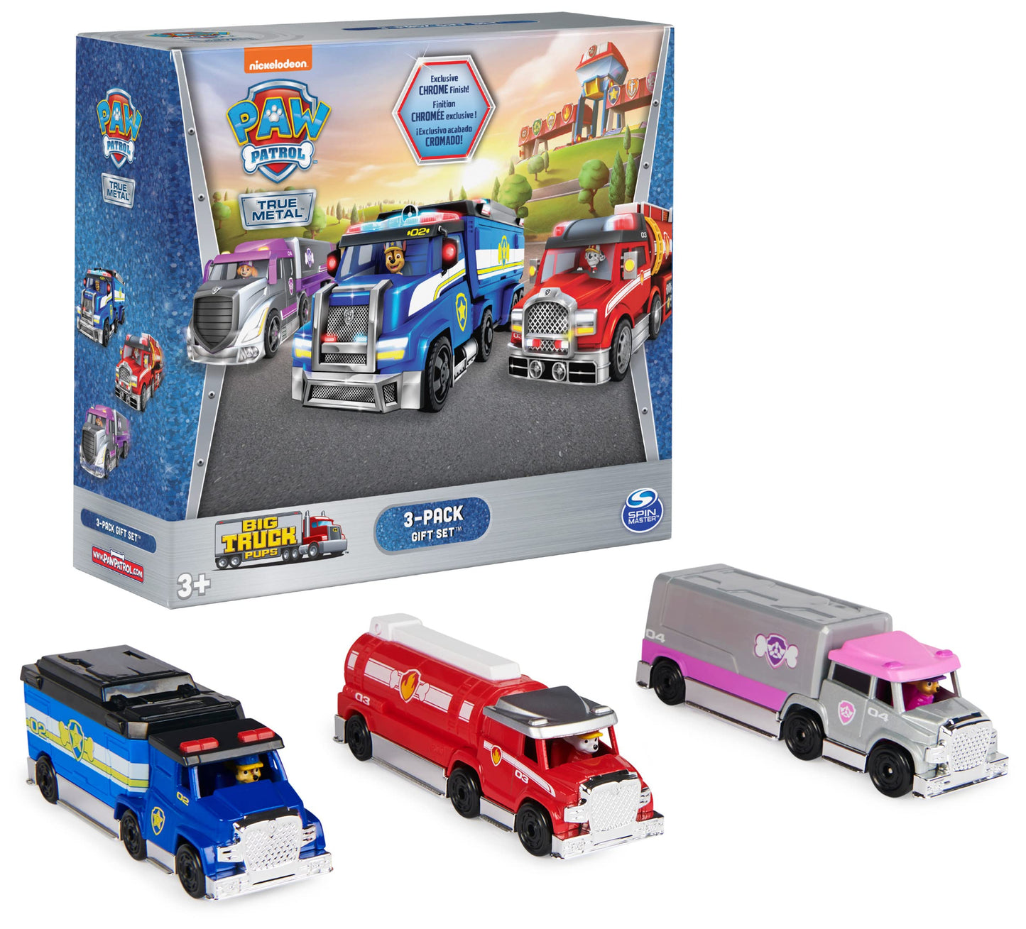 PAW Patrol True Metal Chase, Marshall & Skye – 1:55 Scale Big Truck Pups Vehicles | Amazon Exclusive