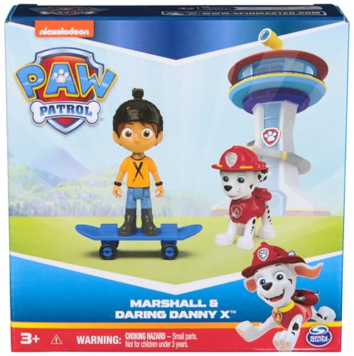 Paw Patrol Marshall & Daring Danny X Figures Set with Skateboard – 3+ Toy Figures