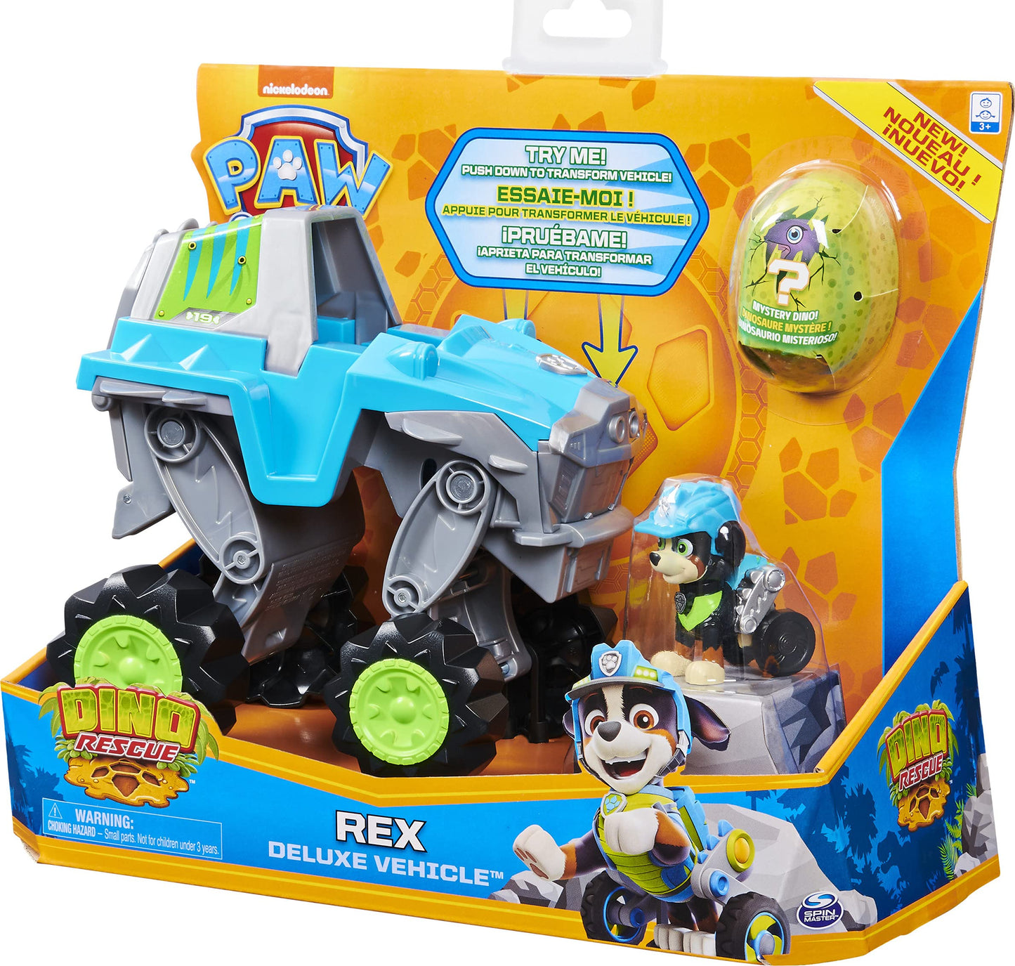 Paw Patrol Rex's Transforming Vehicle with Mystery Dino Figure | Dino Rescue Deluxe