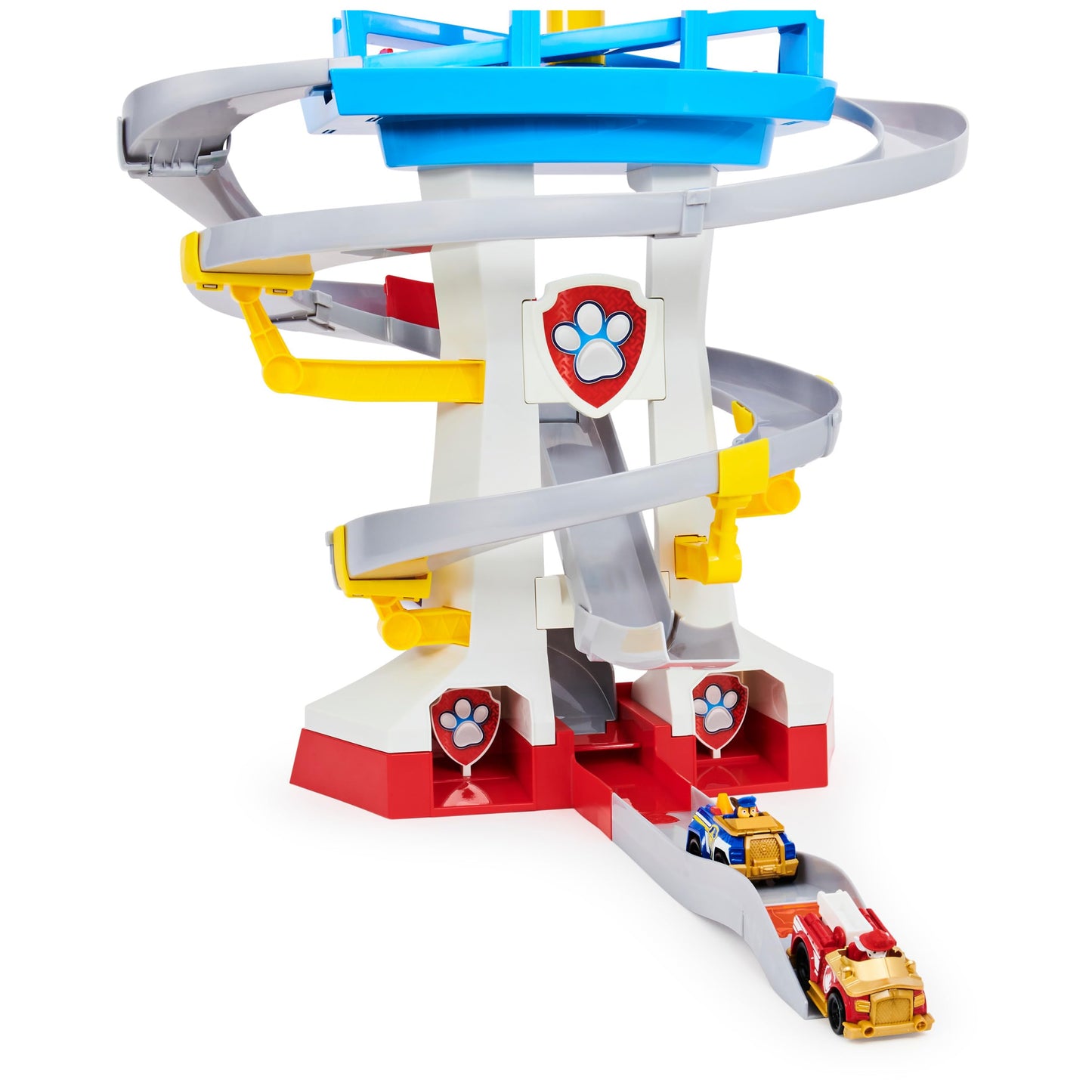 PAW Patrol Adventure Bay Lookout Tower Playset with 2 Exclusive True Metal Vehicles (Chase & Marshall) – Twin Track Rescue