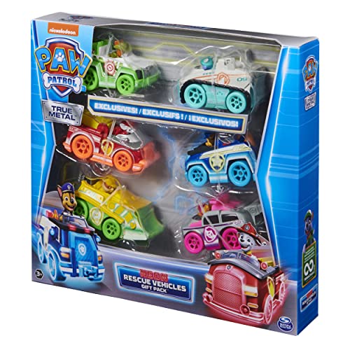 Paw Patrol True Metal Neon Rescue Vehicle Gift Pack – 6 Die-Cast 1:55 Scale