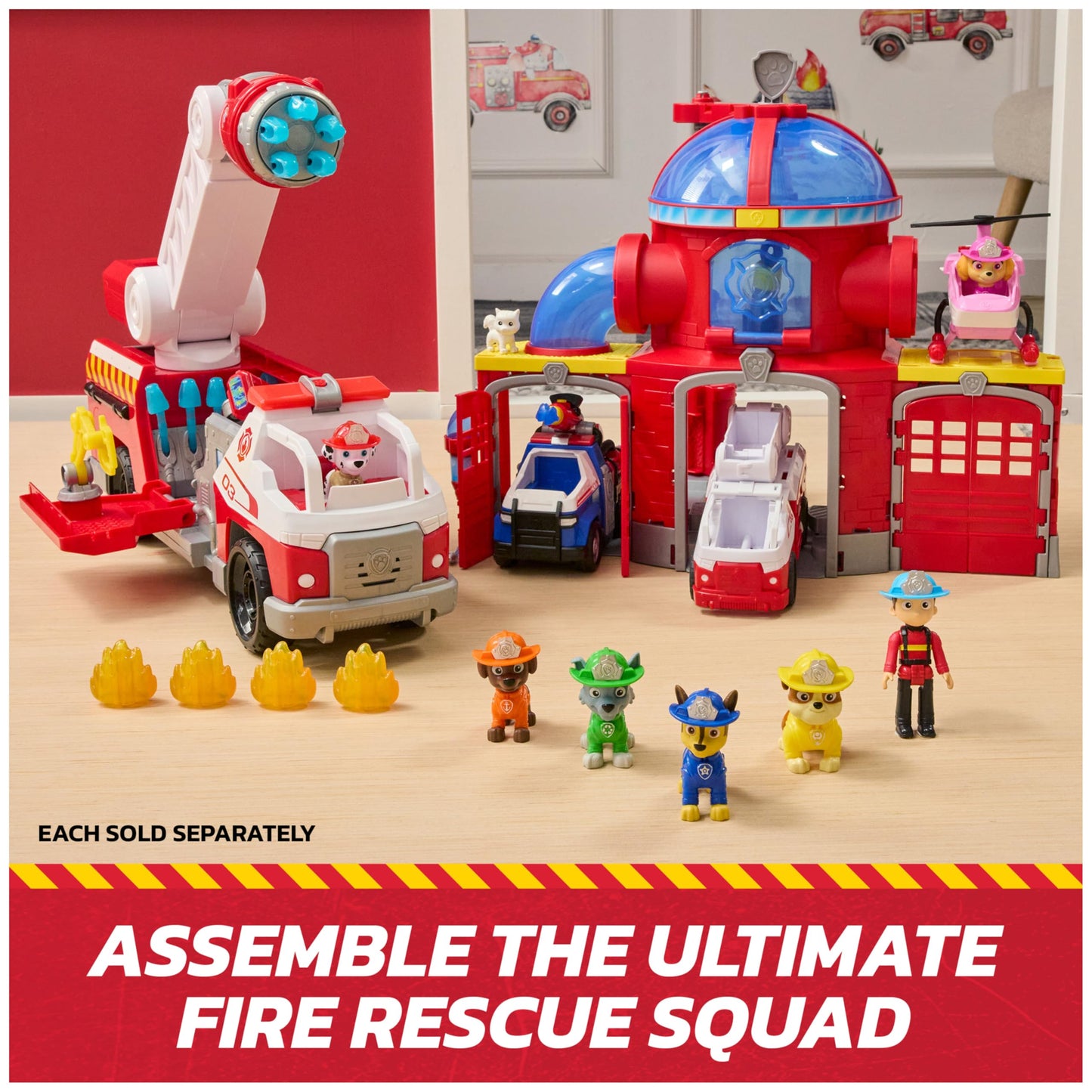 Paw Patrol Fire Rescue: Chase Cruiser with Launcher & Figure – Ages 3+