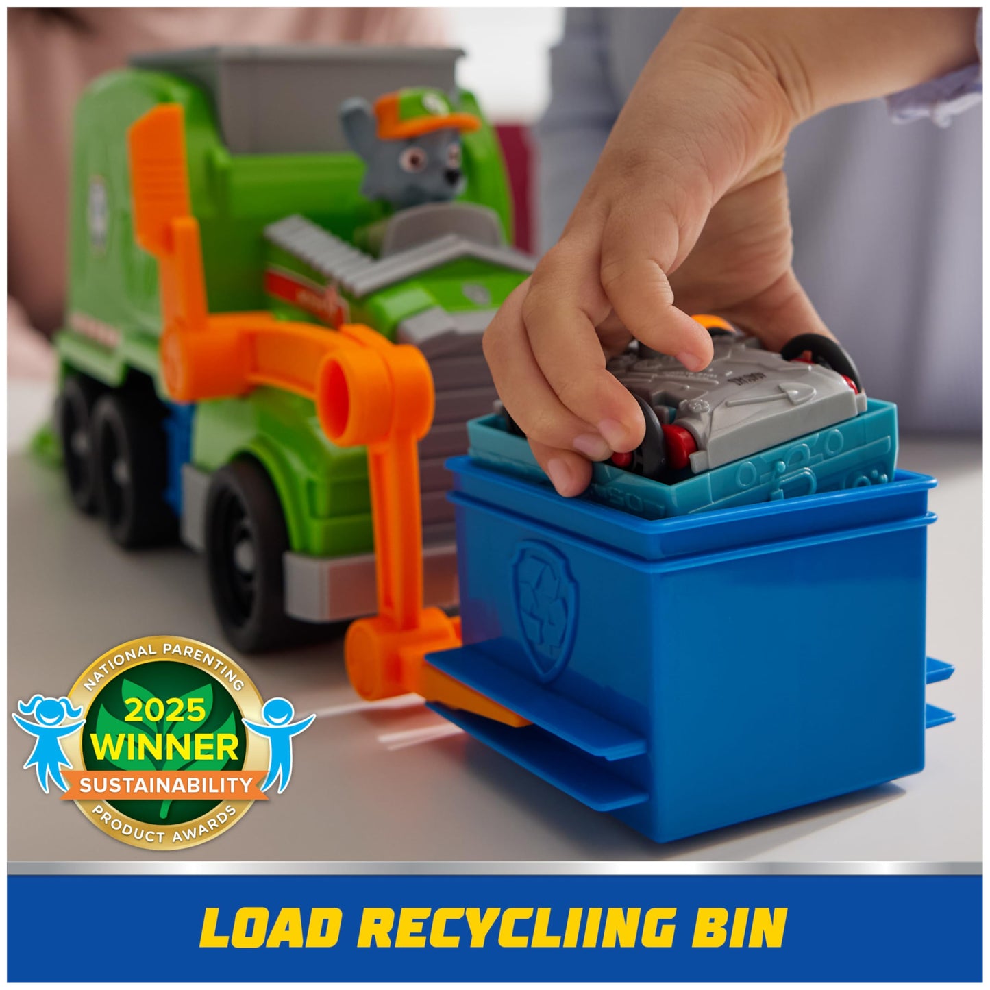 Paw Patrol Crush N’ Roll Recycling Truck with Rocky – Transforming Trash Vehicle Toy for Kids 3+