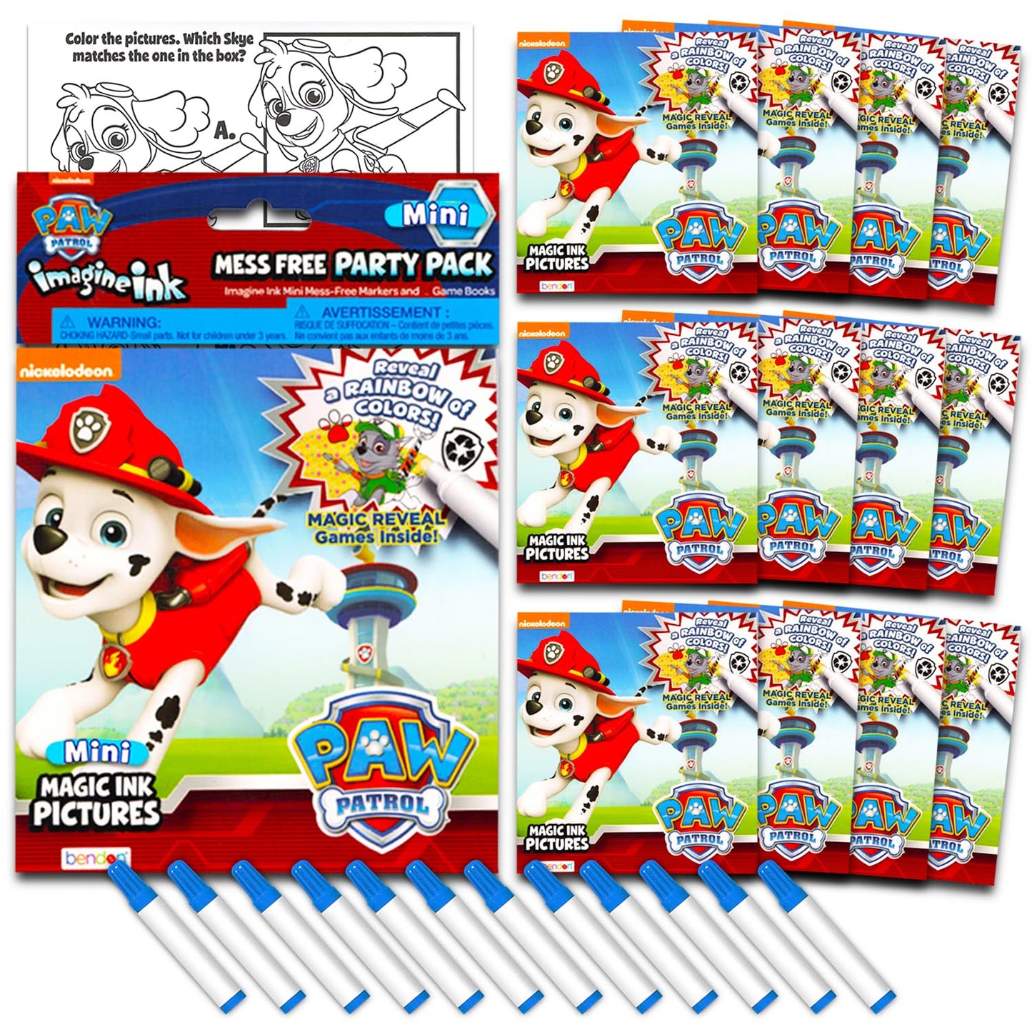 Paw Patrol Imagine Ink 12-Pack: No-Mess Coloring Books & Mini Markers