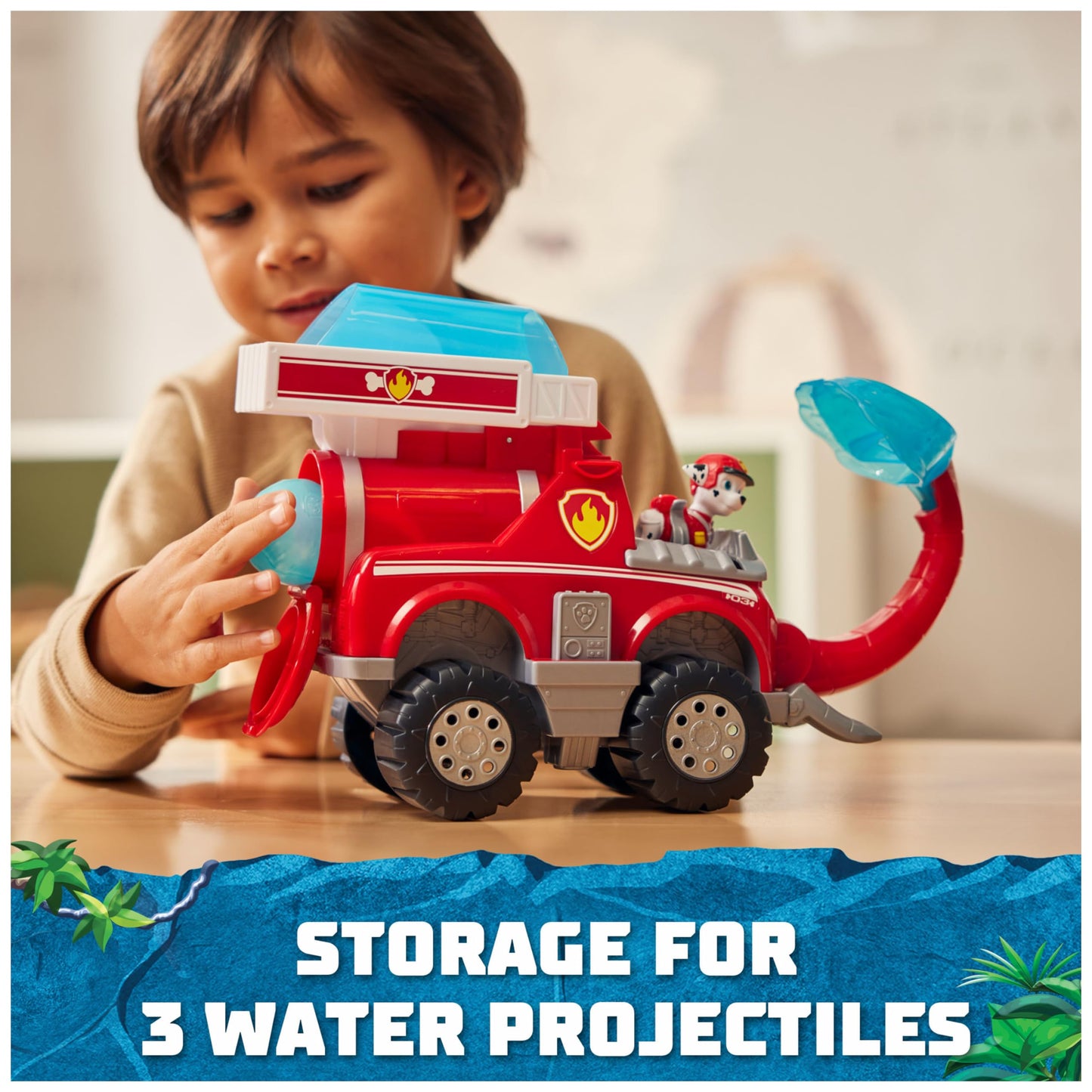 Paw Patrol Jungle Pups Marshall Elephant Fire Truck with Projectile Launcher | 3+ Toy
